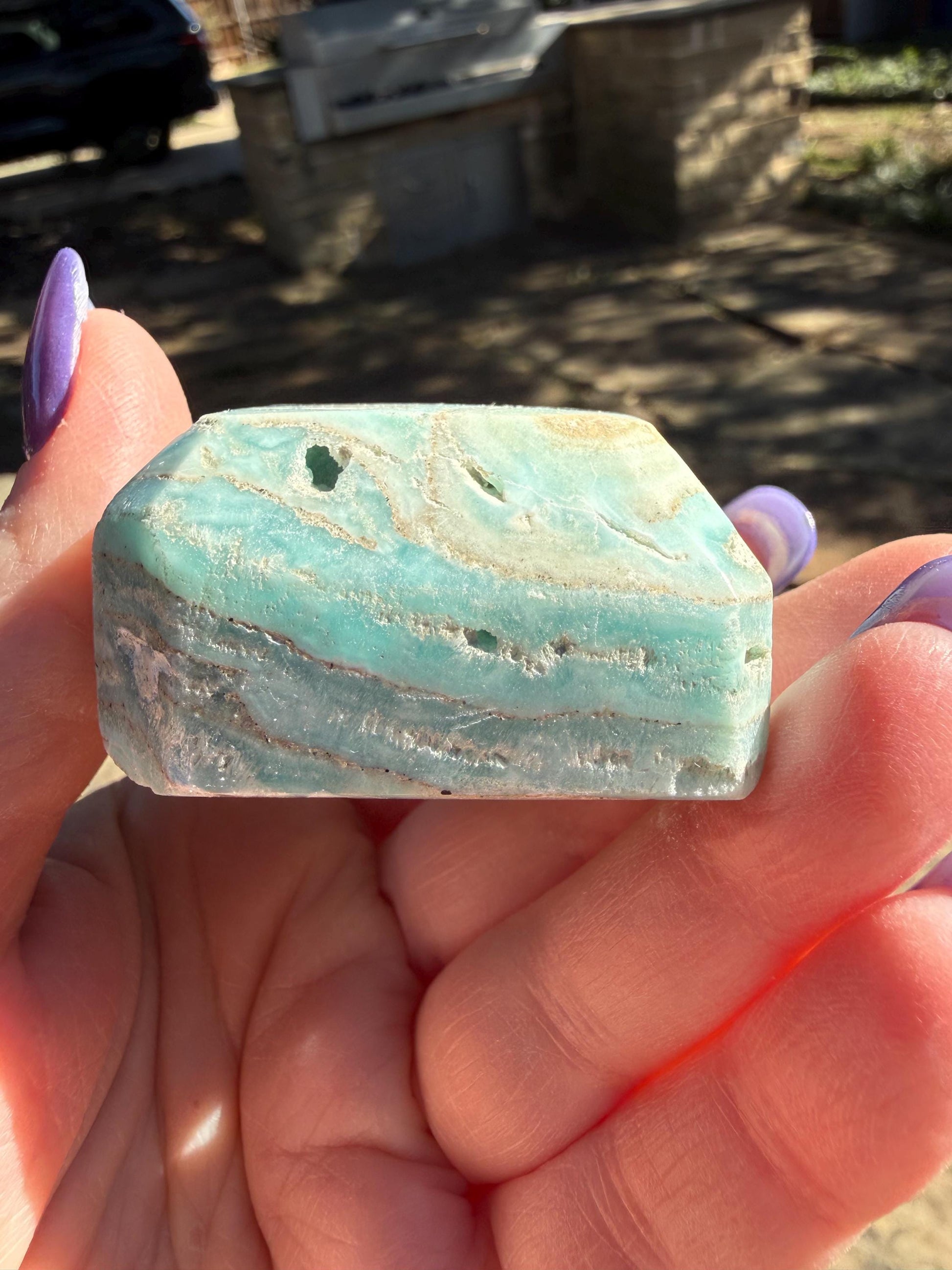 Blue Aragonite Cake Slice, New, Freeform Beauty, Crystal Healing, High Vibration Crystals, 1.75”