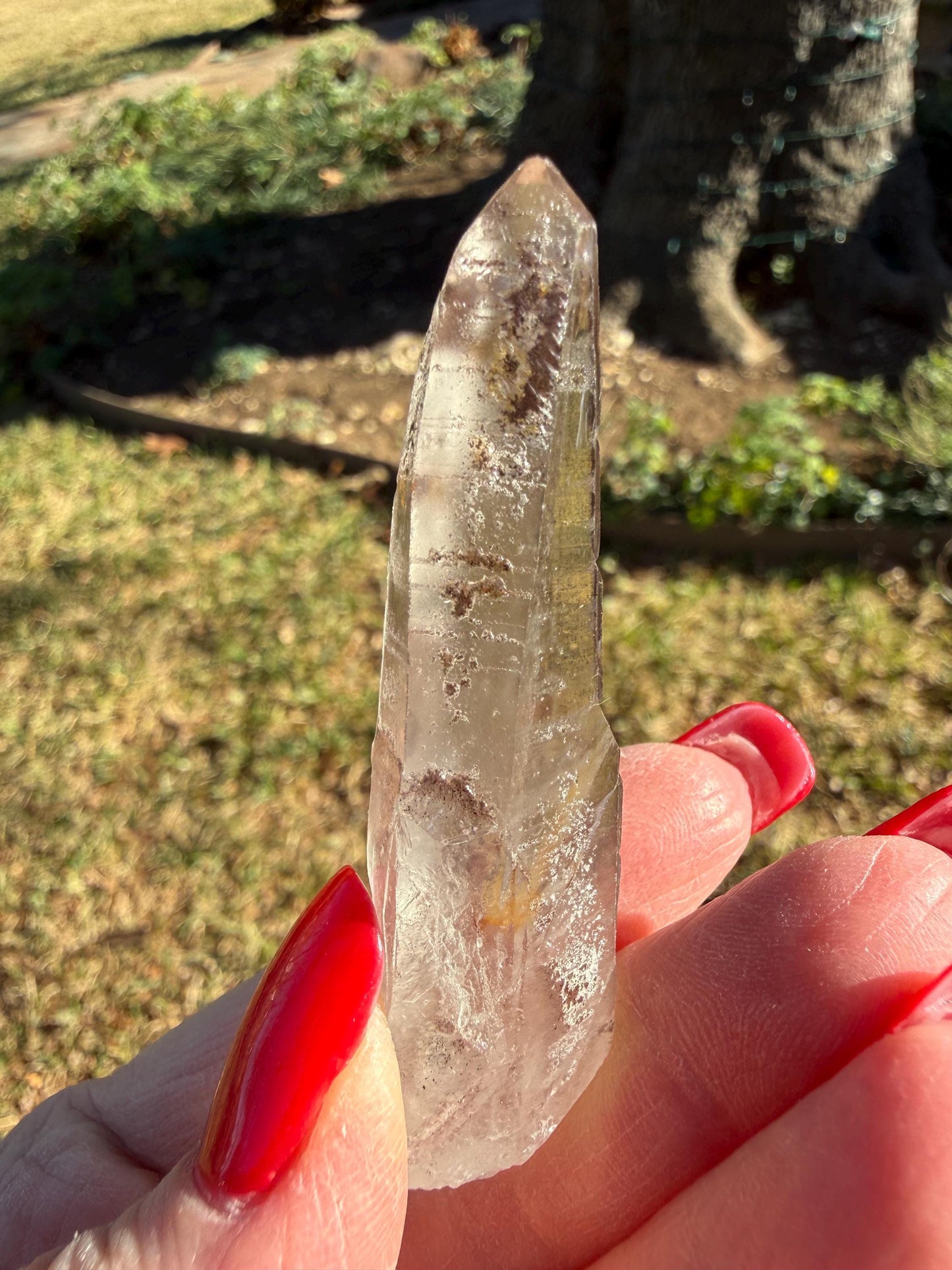 Purple Lemurian Wand, new, high quality, striations, crystal healing, 2.6”