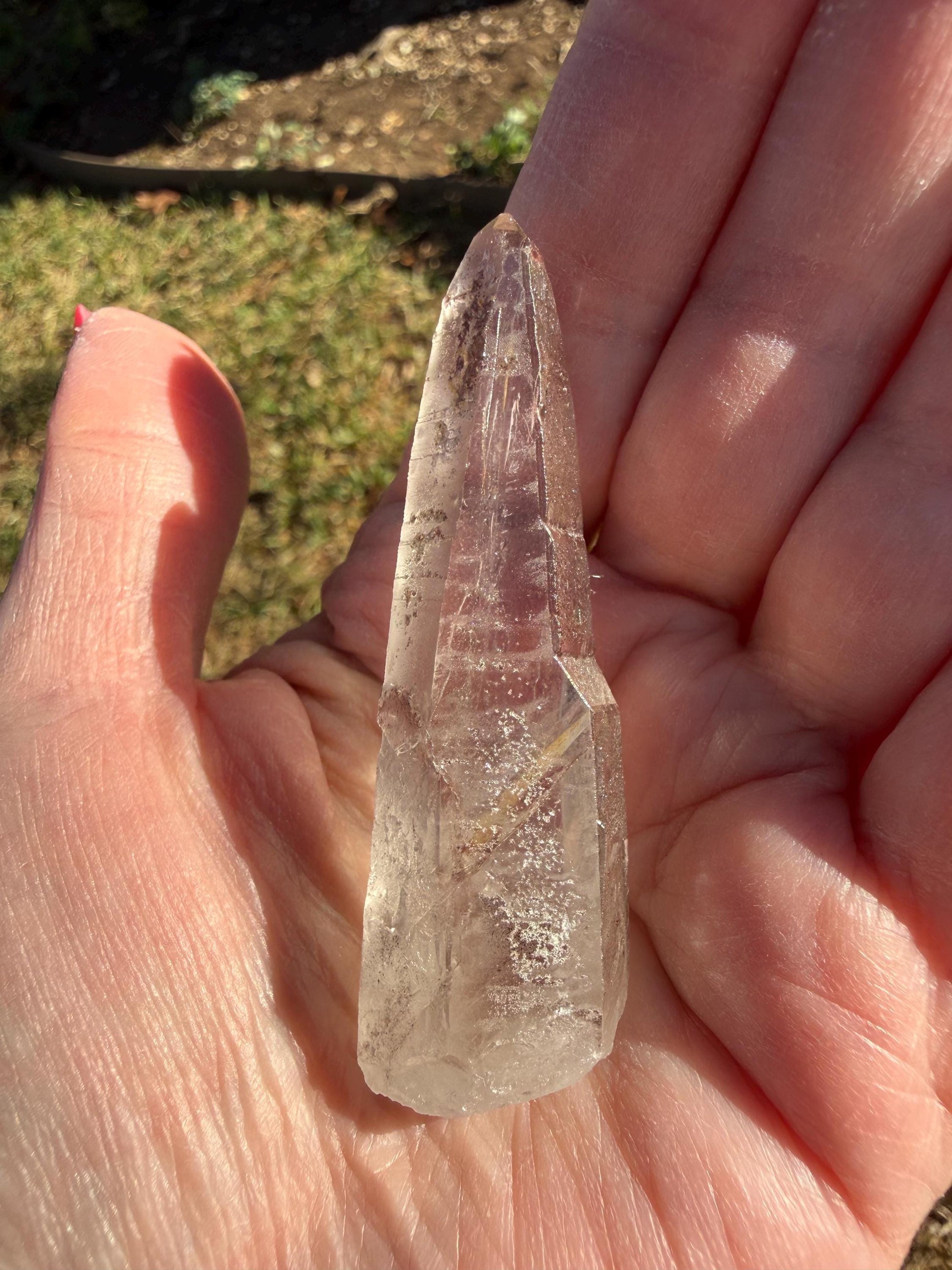 Purple Lemurian Wand, new, high quality, striations, crystal healing, 2.6”