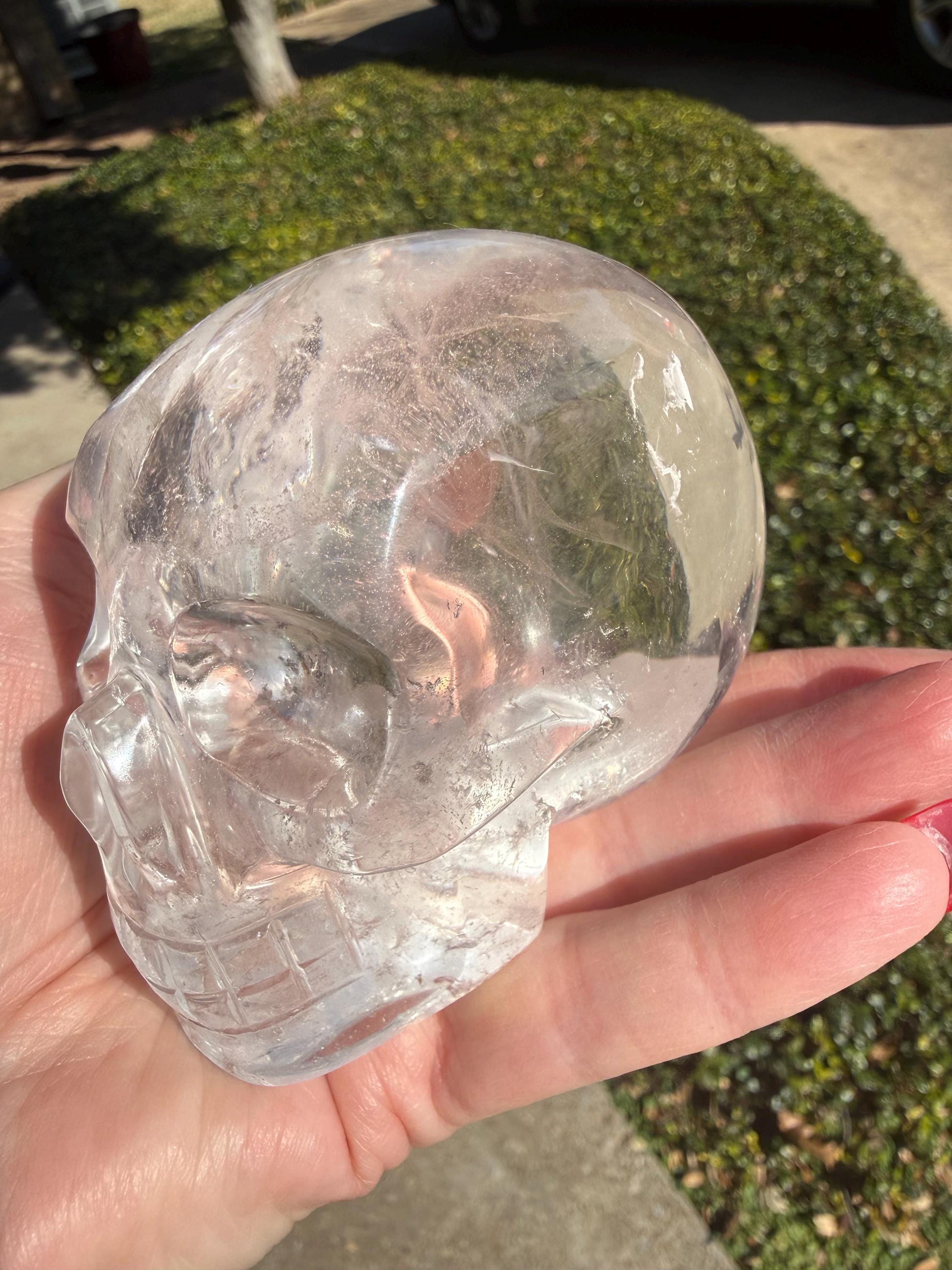 Lemurian Quartz stunning skull carving, high vibration crystals, altar, 3.5”