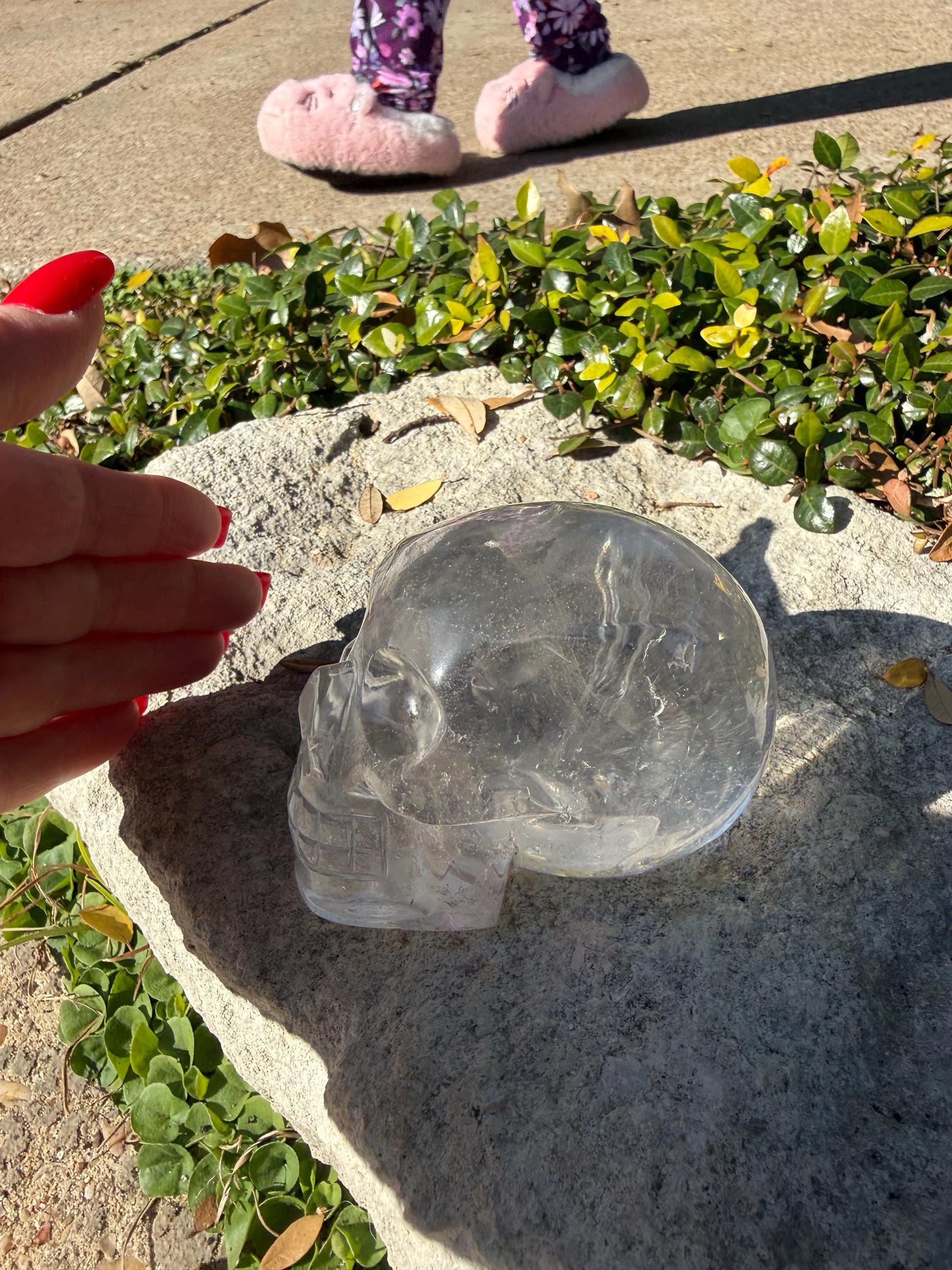 Lemurian Quartz stunning skull carving, high vibration crystals, altar, 3.5”
