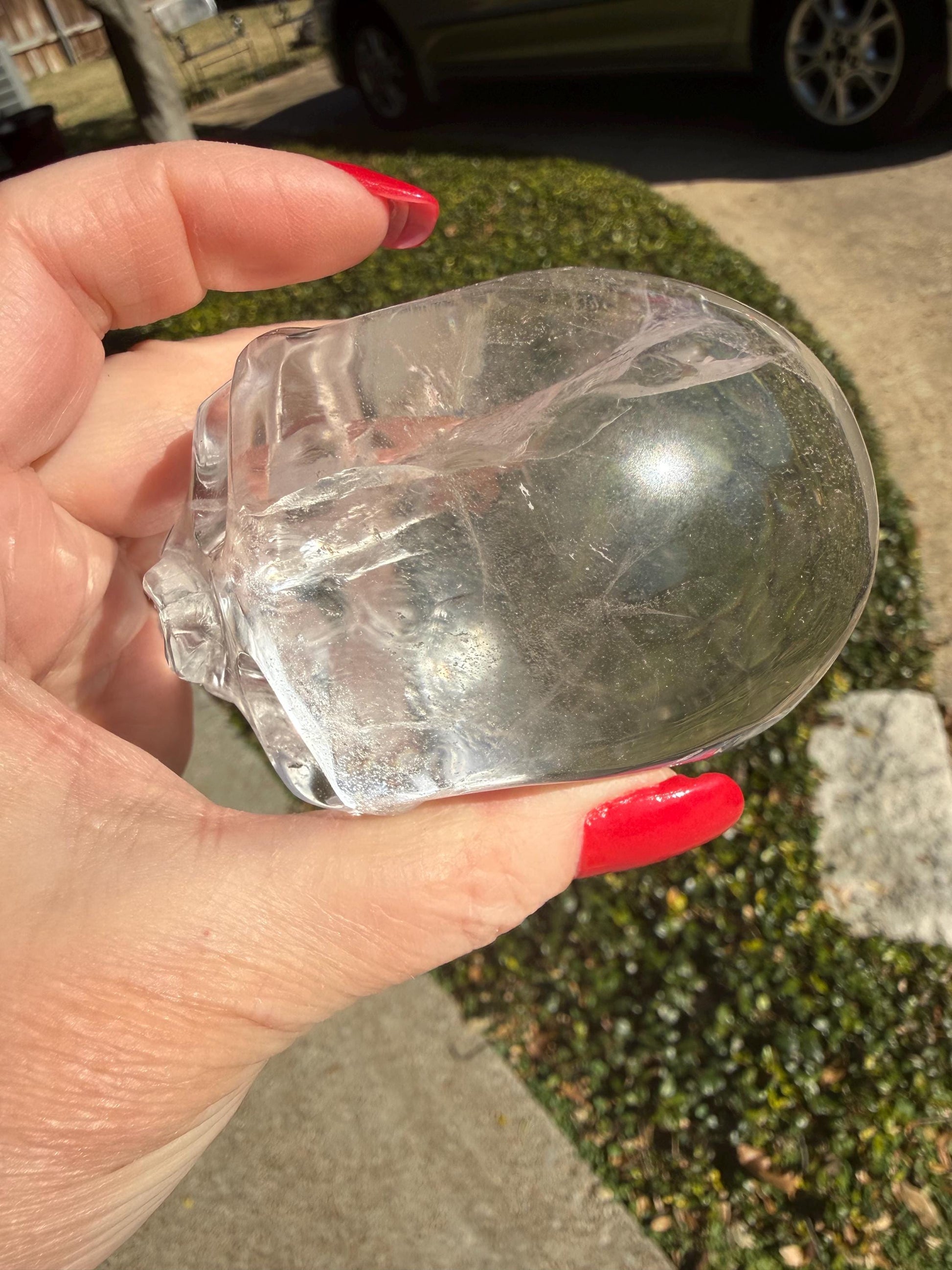 Lemurian Quartz stunning skull carving, high vibration crystals, altar, 3.5”