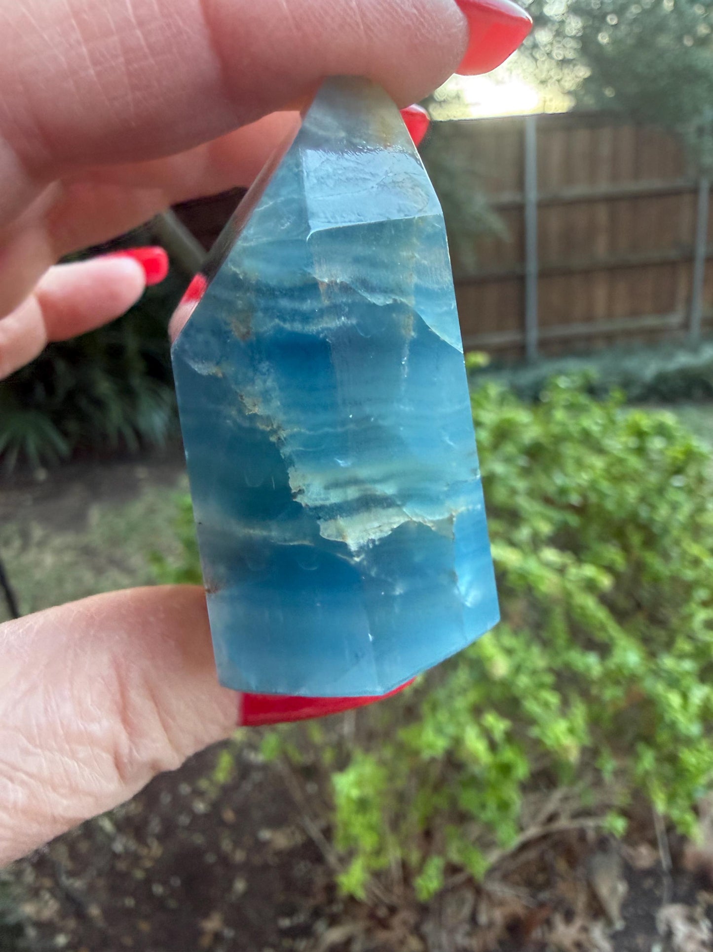 Splendid AAA Lemurian Aquatine Tower, palm stone, blue onyx, high vibration crystals, gifts, 2”