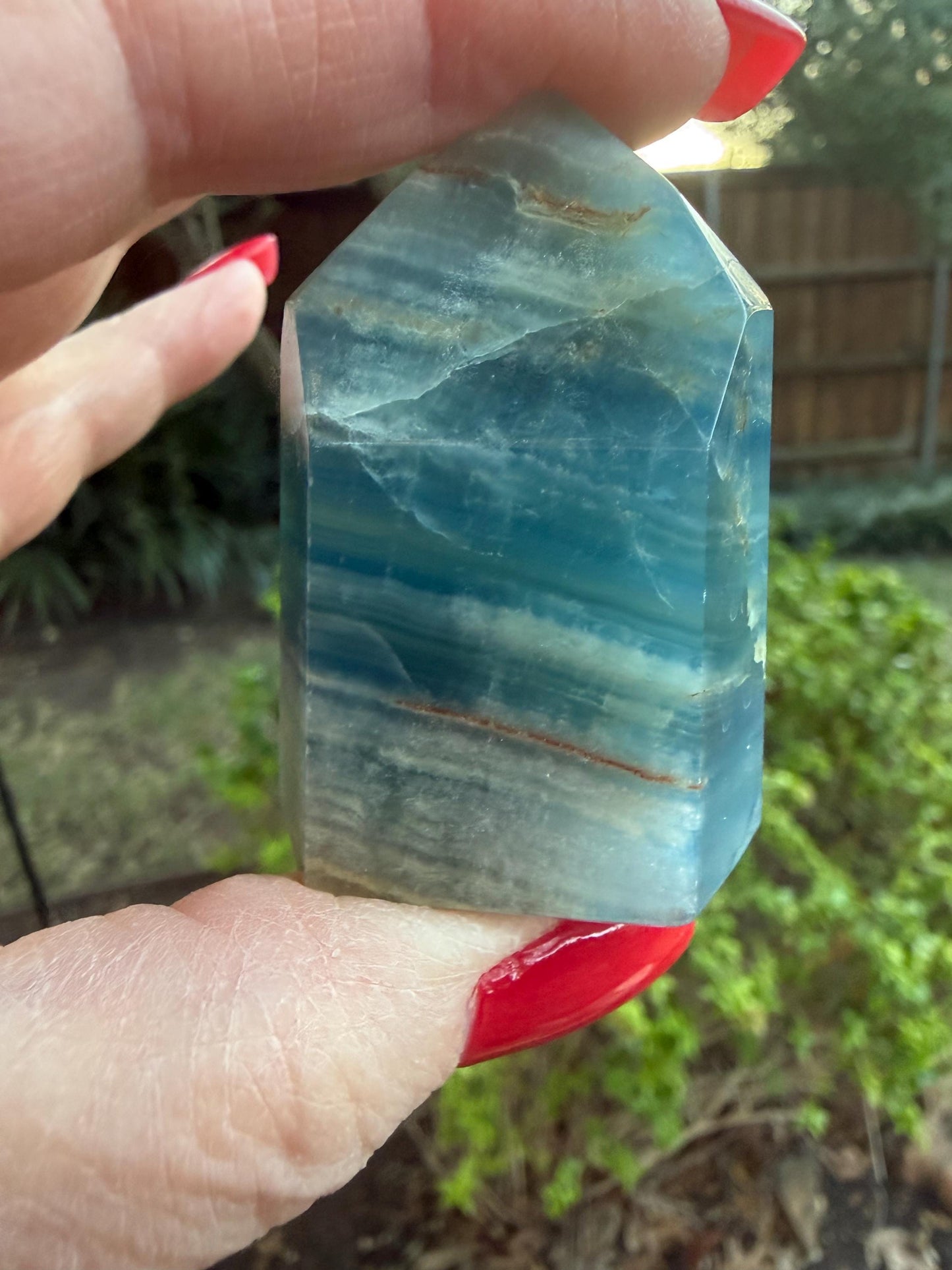 Splendid AAA Lemurian Aquatine Tower, palm stone, blue onyx, high vibration crystals, gifts, 2”