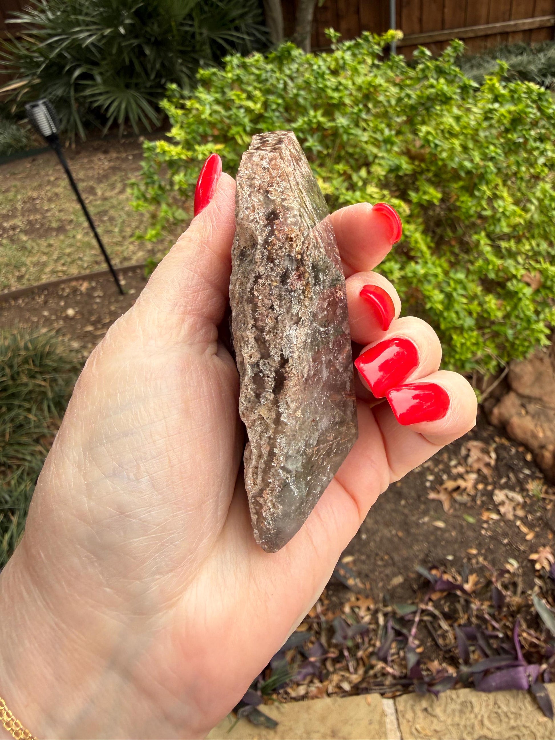 Rutile Quartz, 4.25” with coppery rutiles, polished side geometric, altar, high vibration crystal healing