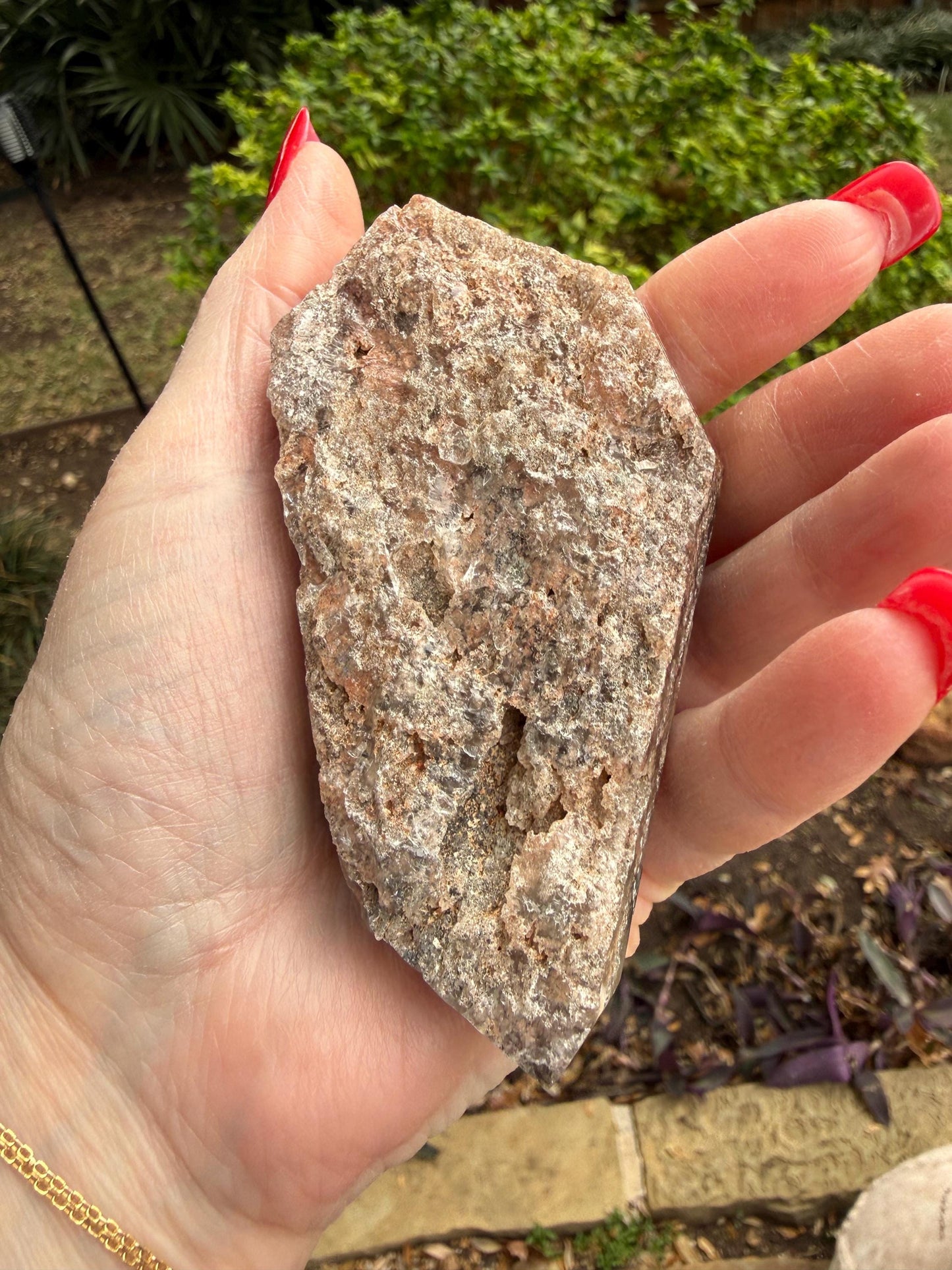 Rutile Quartz, 4.25” with coppery rutiles, polished side geometric, altar, high vibration crystal healing