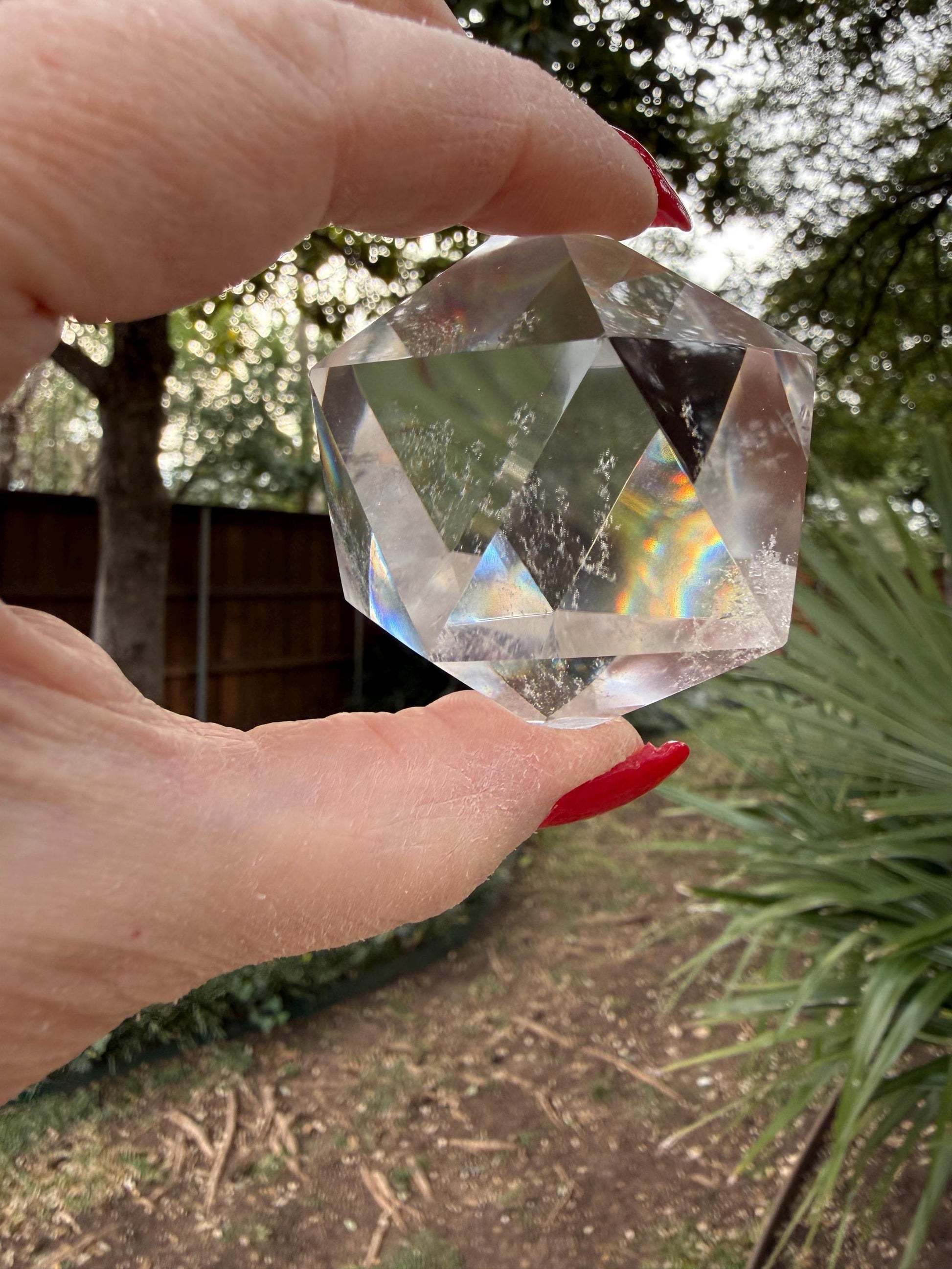 Large Lemurian Quartz Icosahedron: Polished Sacred Geometry Crystal, 2”