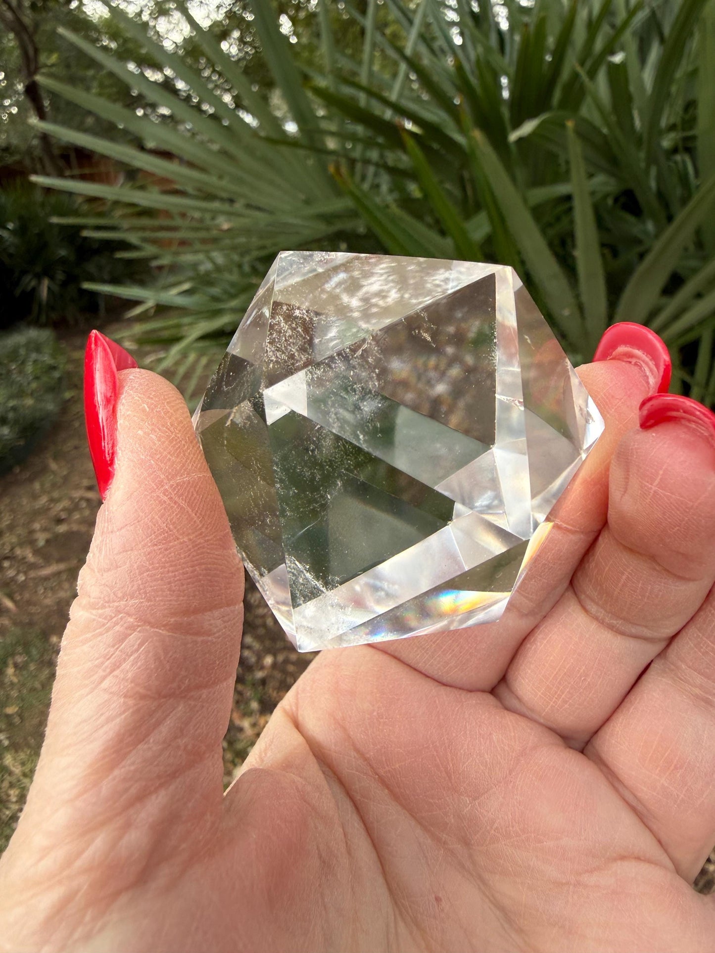 Large Lemurian Quartz Icosahedron: Polished Sacred Geometry Crystal, 2”