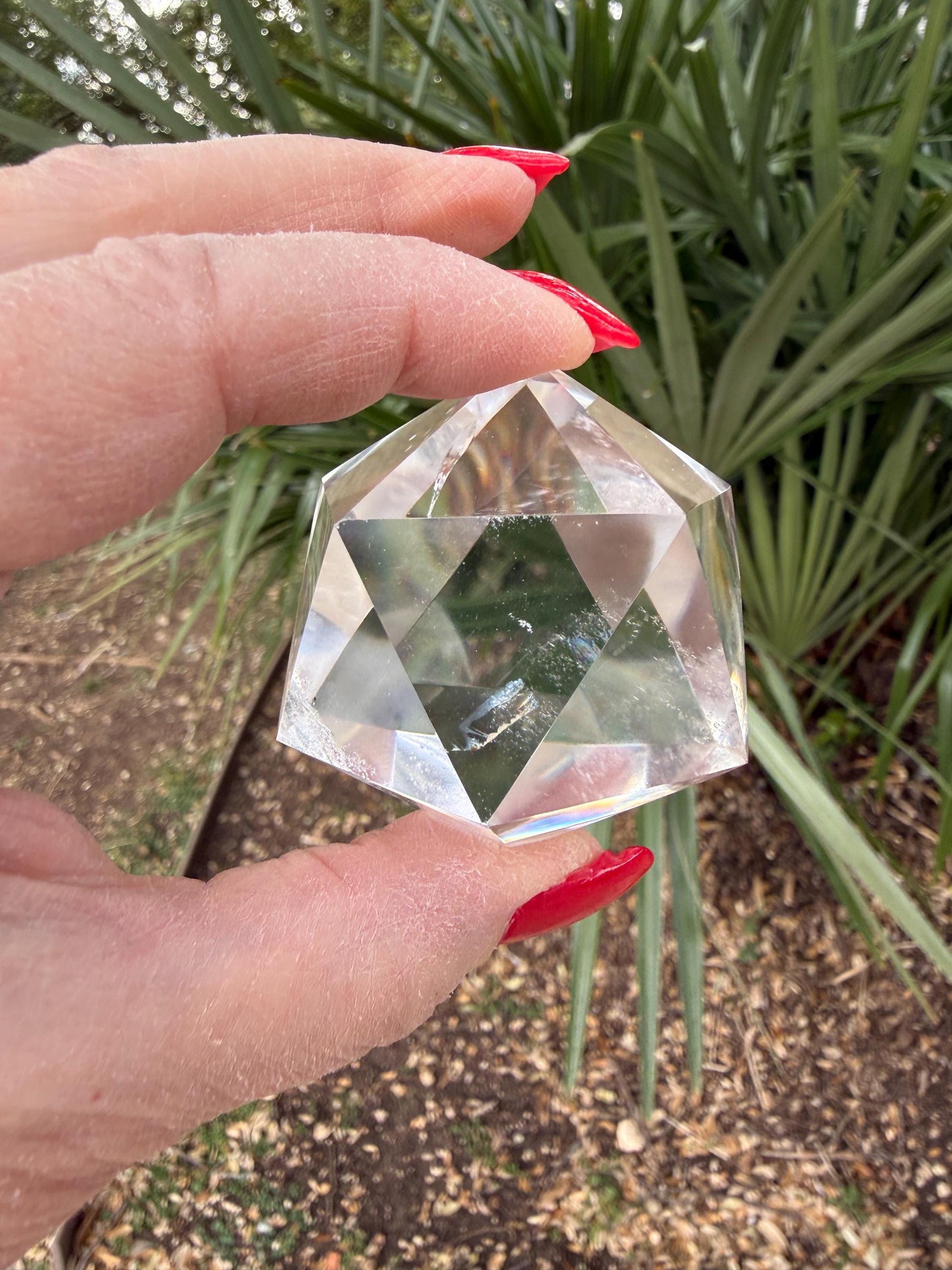 Large Lemurian Quartz Icosahedron: Polished Sacred Geometry Crystal, 2”