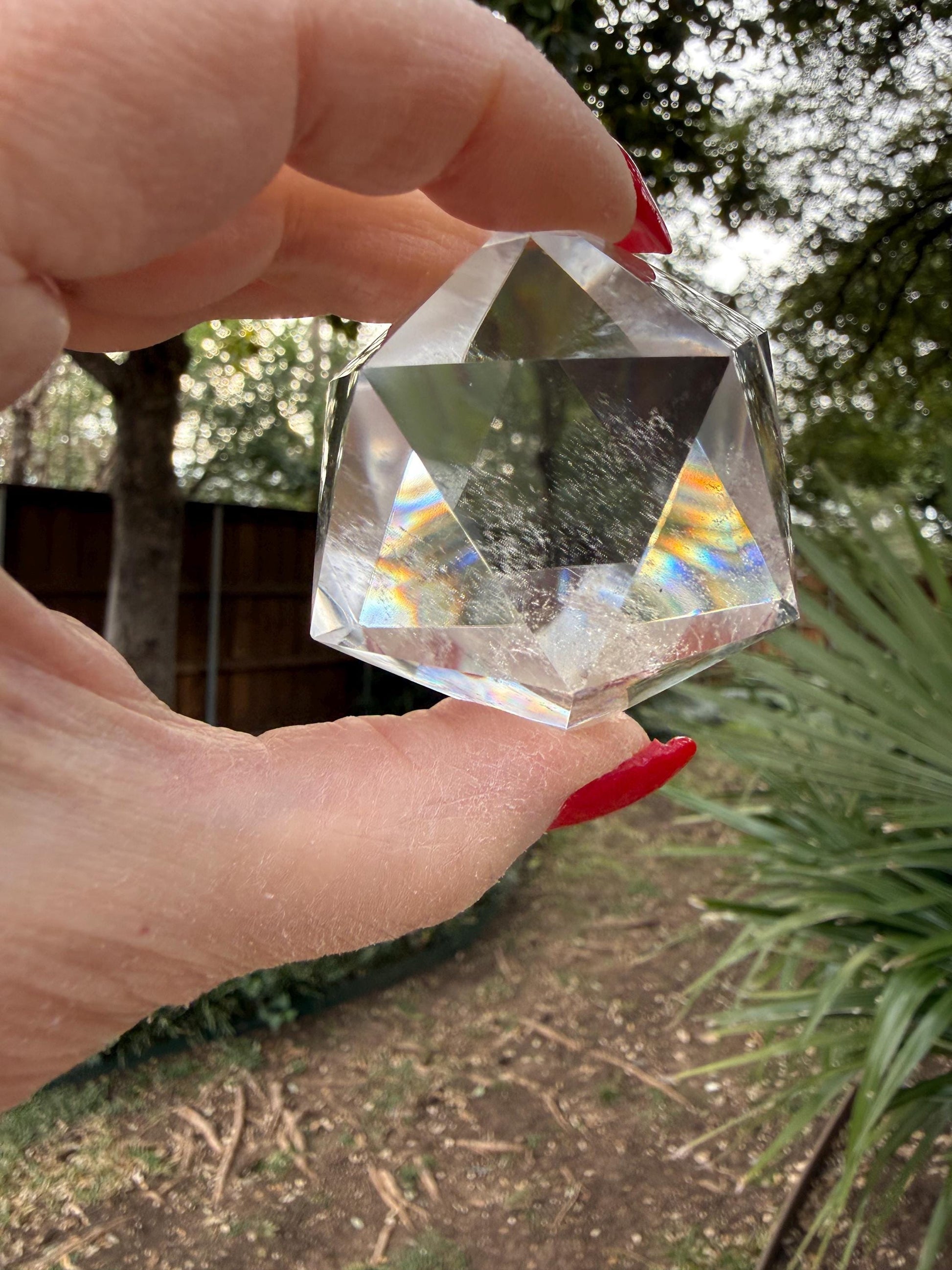 Large Lemurian Quartz Icosahedron: Polished Sacred Geometry Crystal, 2”