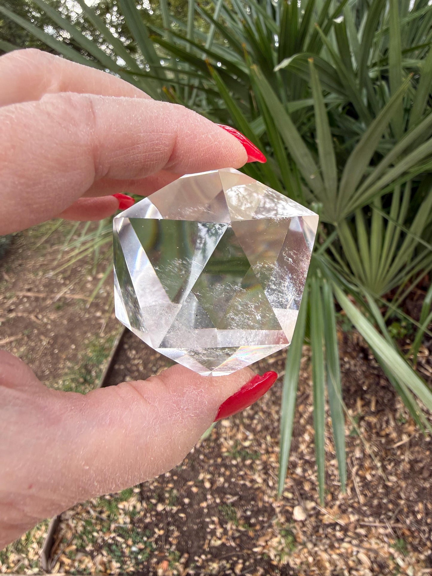 Large Lemurian Quartz Icosahedron: Polished Sacred Geometry Crystal, 2”