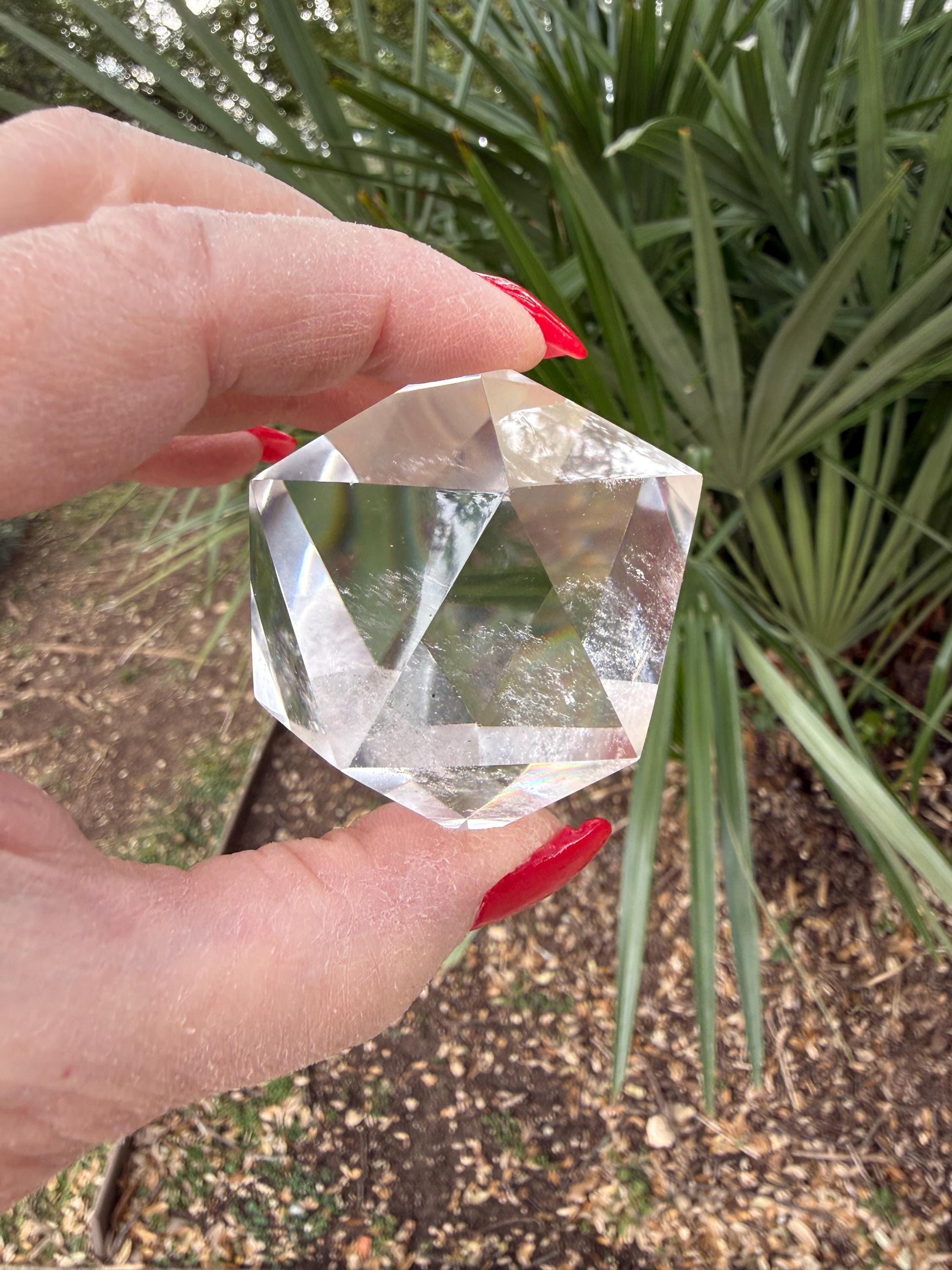 Large Lemurian Quartz Icosahedron: Polished Sacred Geometry Crystal, 2”