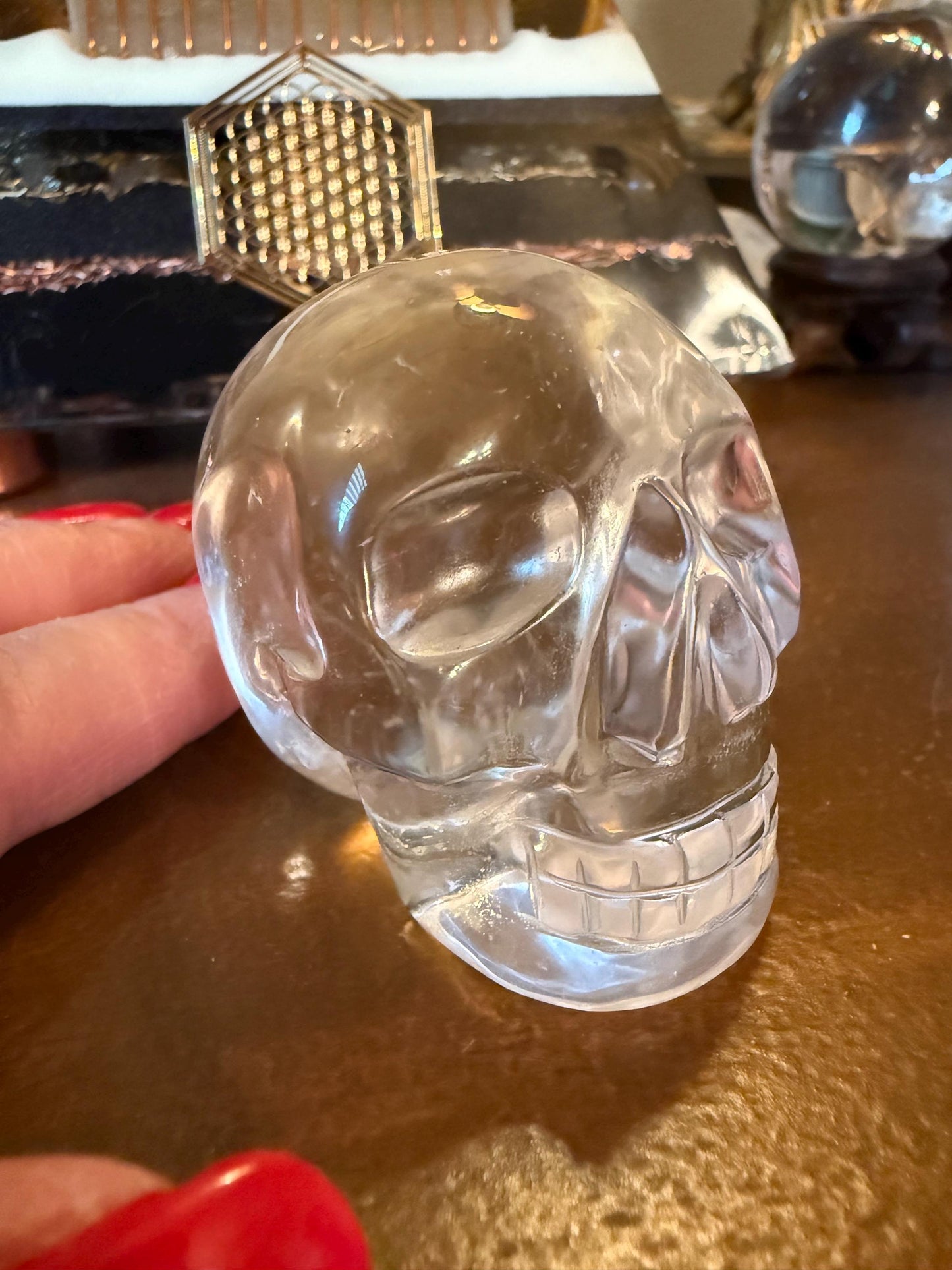 Lemurian Quartz stunning skull carving, high vibration crystals, altar, 2”, Raguel