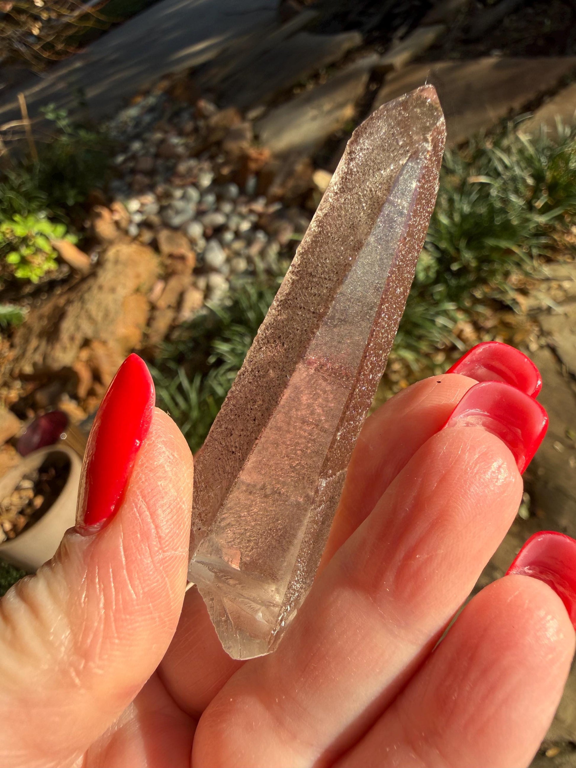 Purple Lemurian Wand, new, high quality, striations, crystal healing, 2.75”