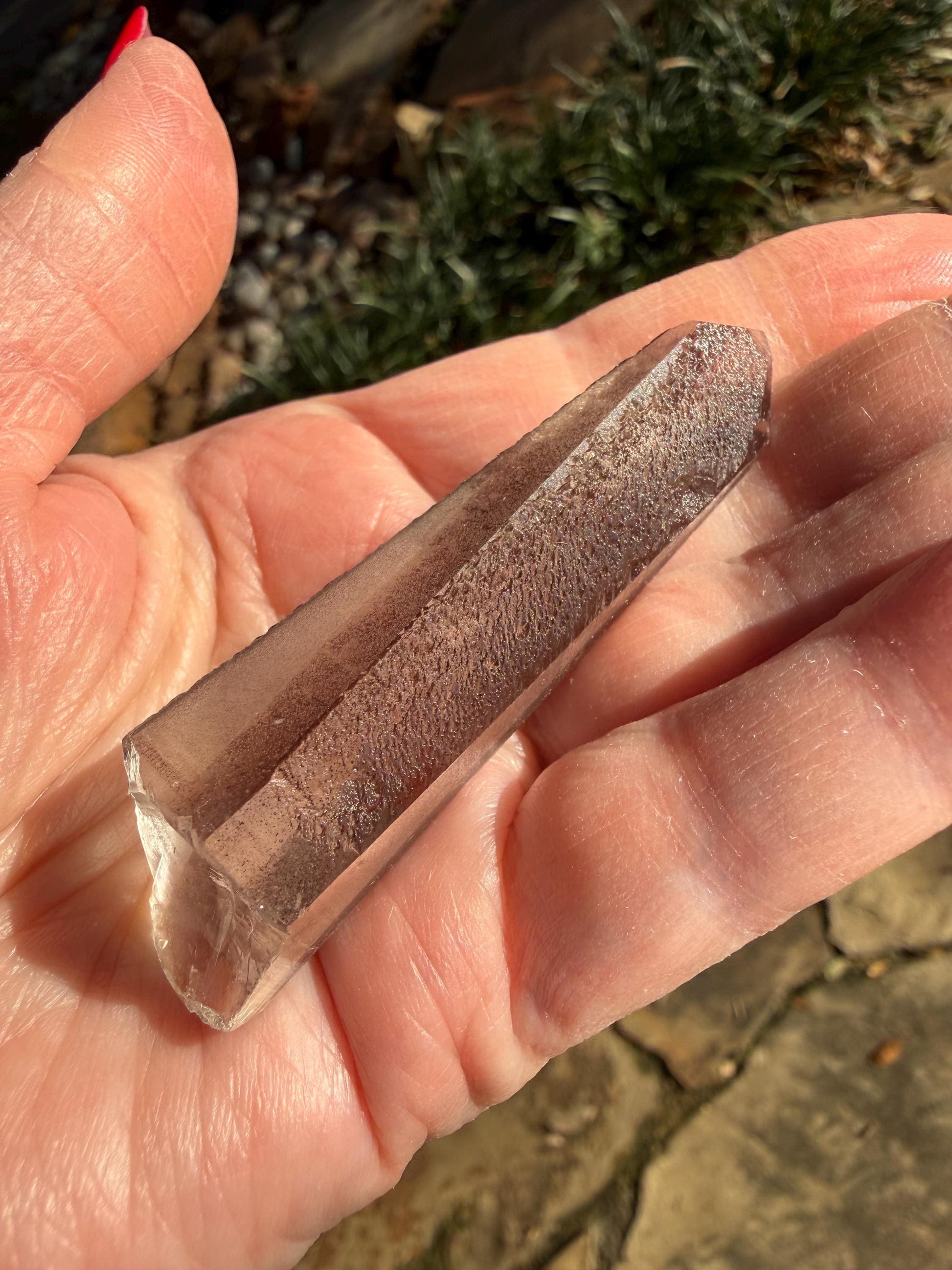 Purple Lemurian Wand, new, high quality, striations, crystal healing, 2.75”