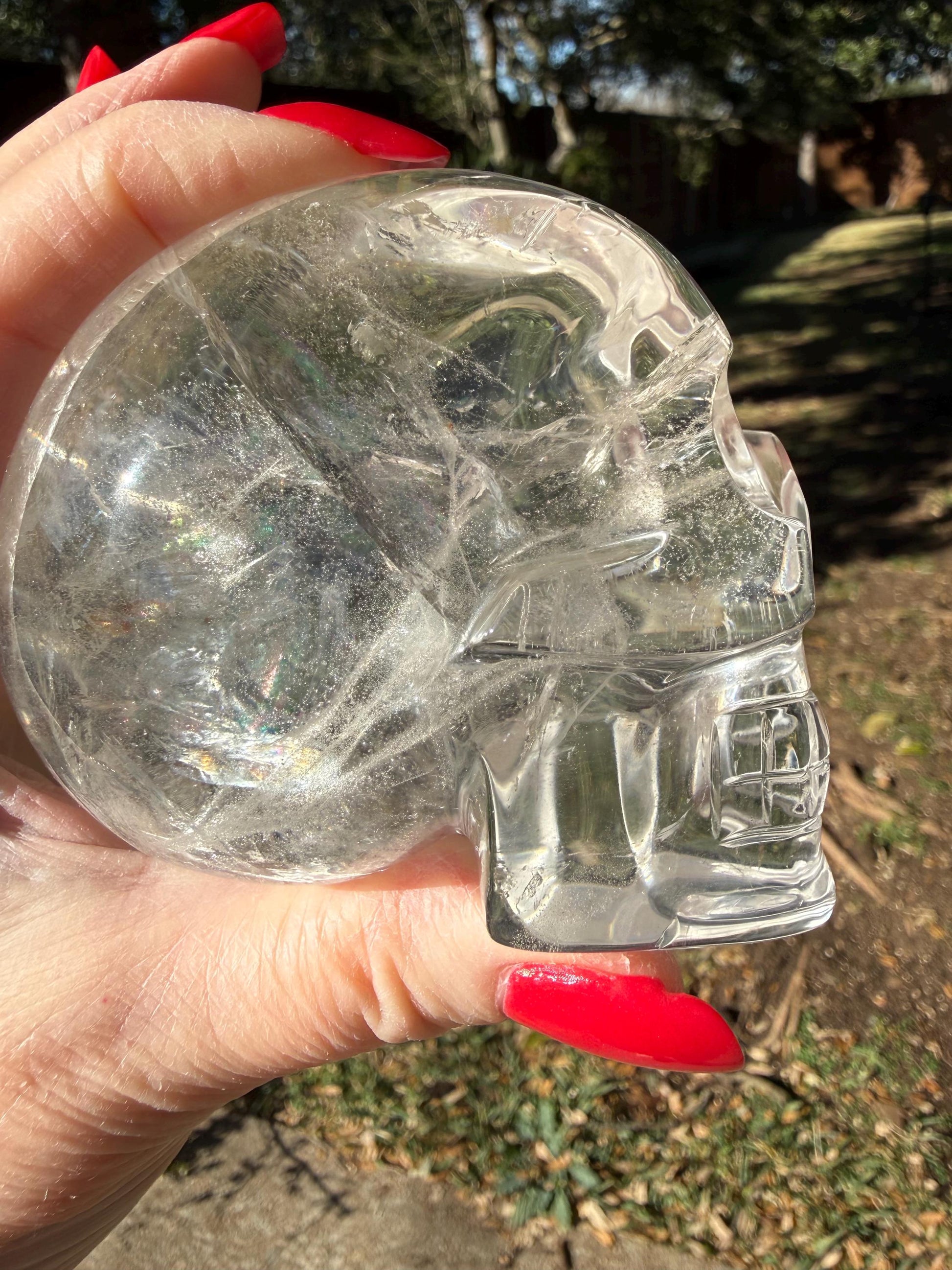 Lemurian Quartz stunning skull carving, high vibration crystals, altar, 3.1”, St. Michael