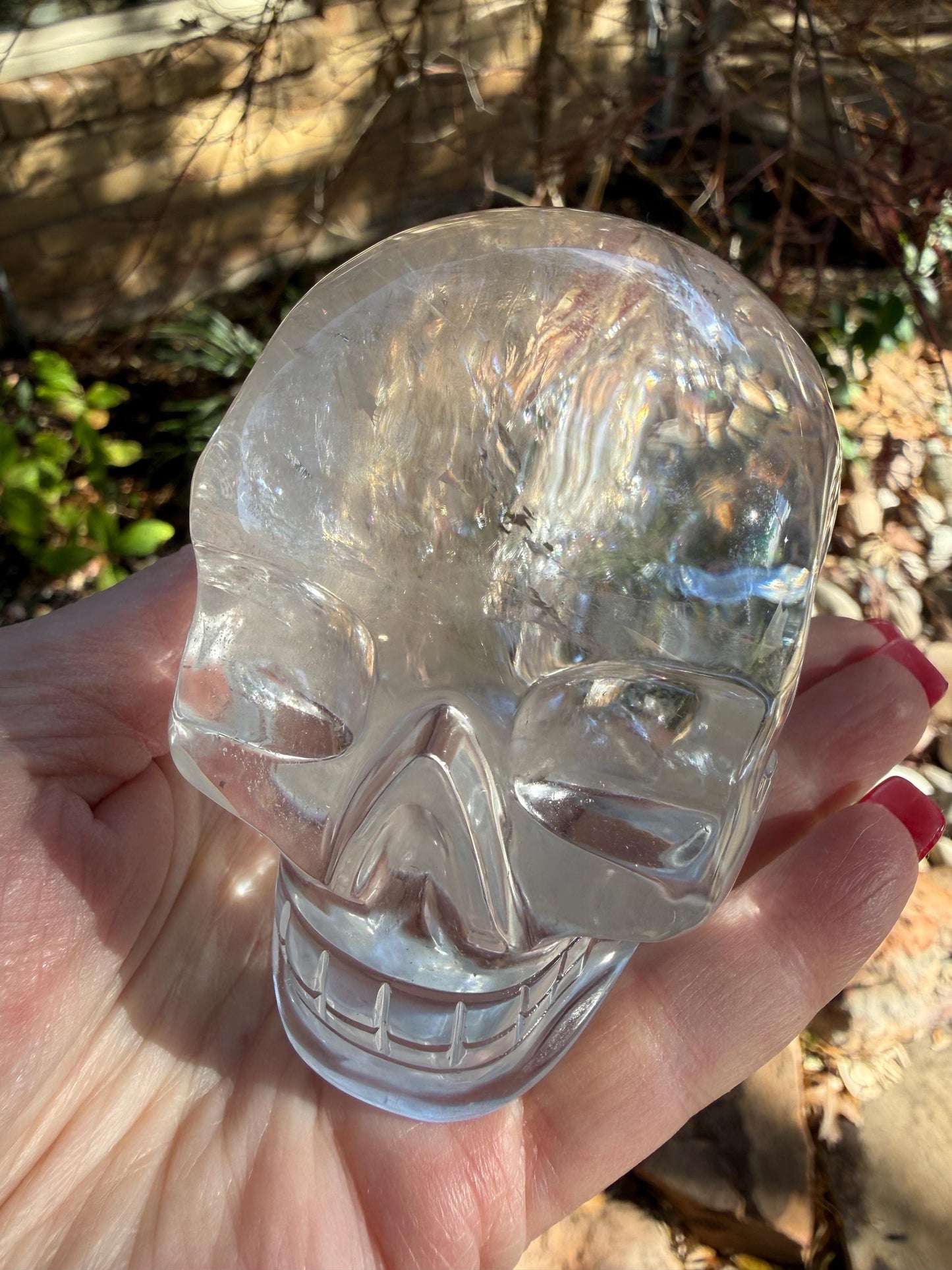 Lemurian Quartz stunning skull carving, high vibration crystals, altar, 3.1”, St. Michael