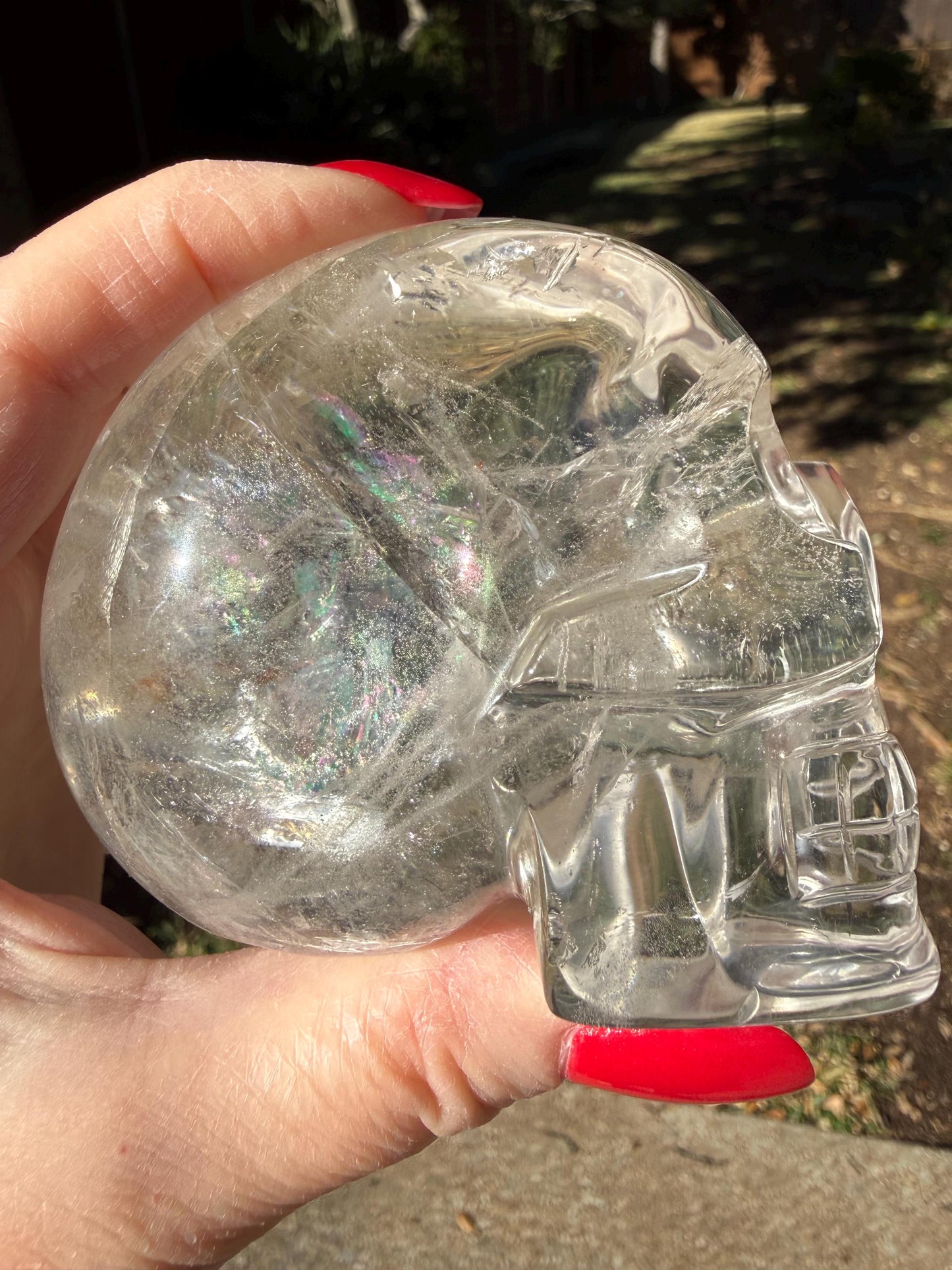 Lemurian Quartz stunning skull carving, high vibration crystals, altar, 3.1”, St. Michael