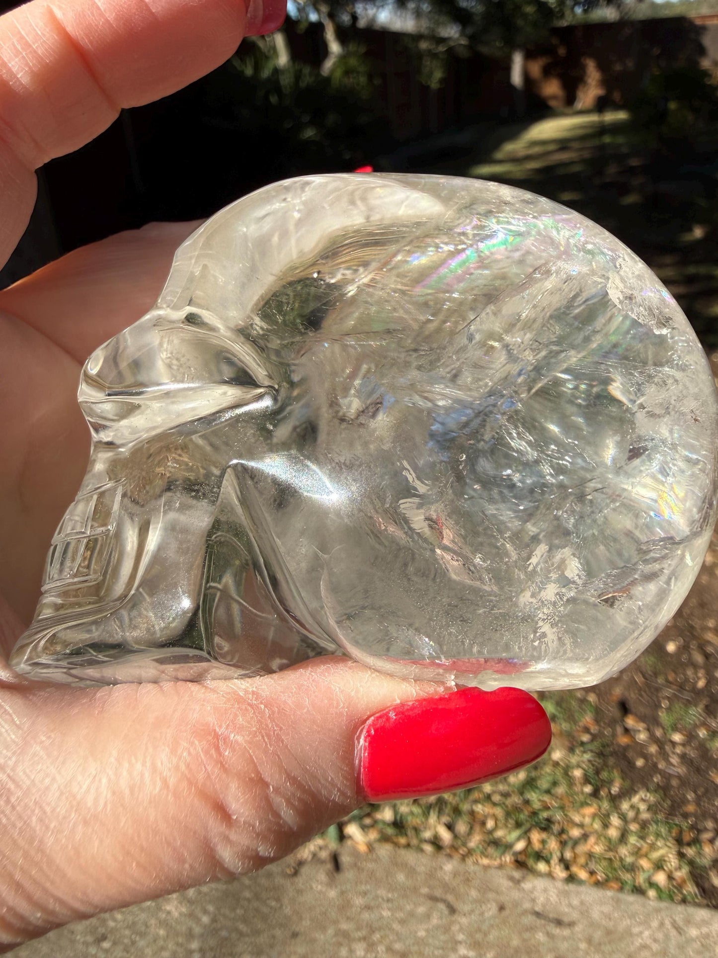 Lemurian Quartz stunning skull carving, high vibration crystals, altar, 3.1”, St. Michael