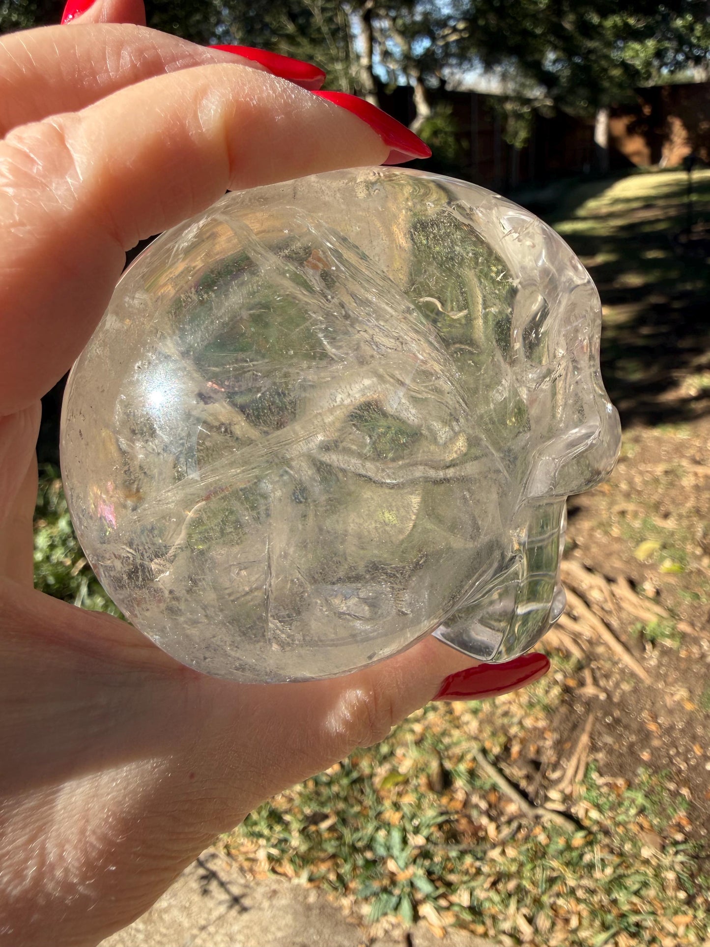 Lemurian Quartz stunning skull carving, high vibration crystals, altar, 3.1”, St. Michael