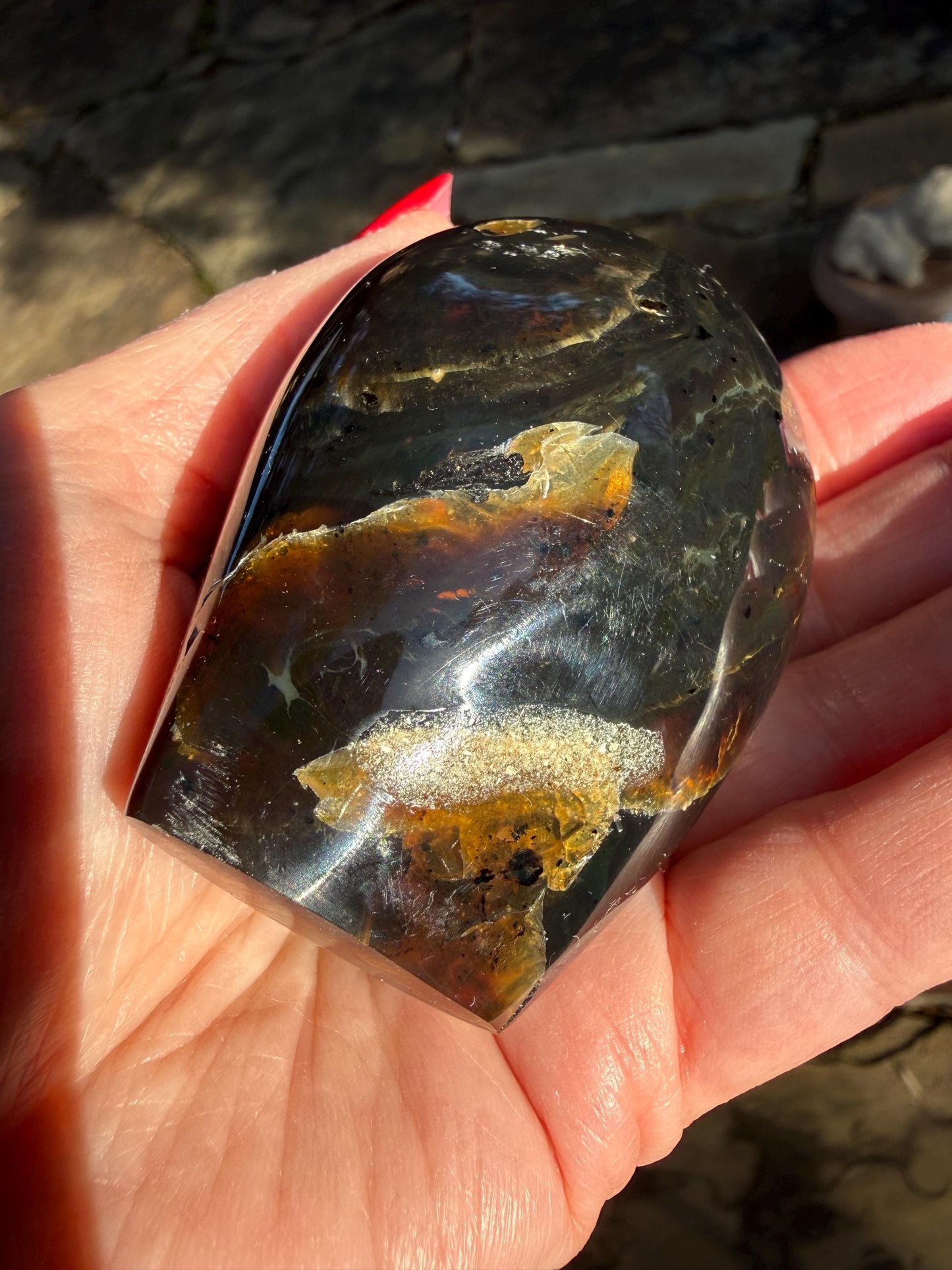 Polished authentic amber tower, New, altar, gift, high vibration crystals, natural, crystal healing, 3”