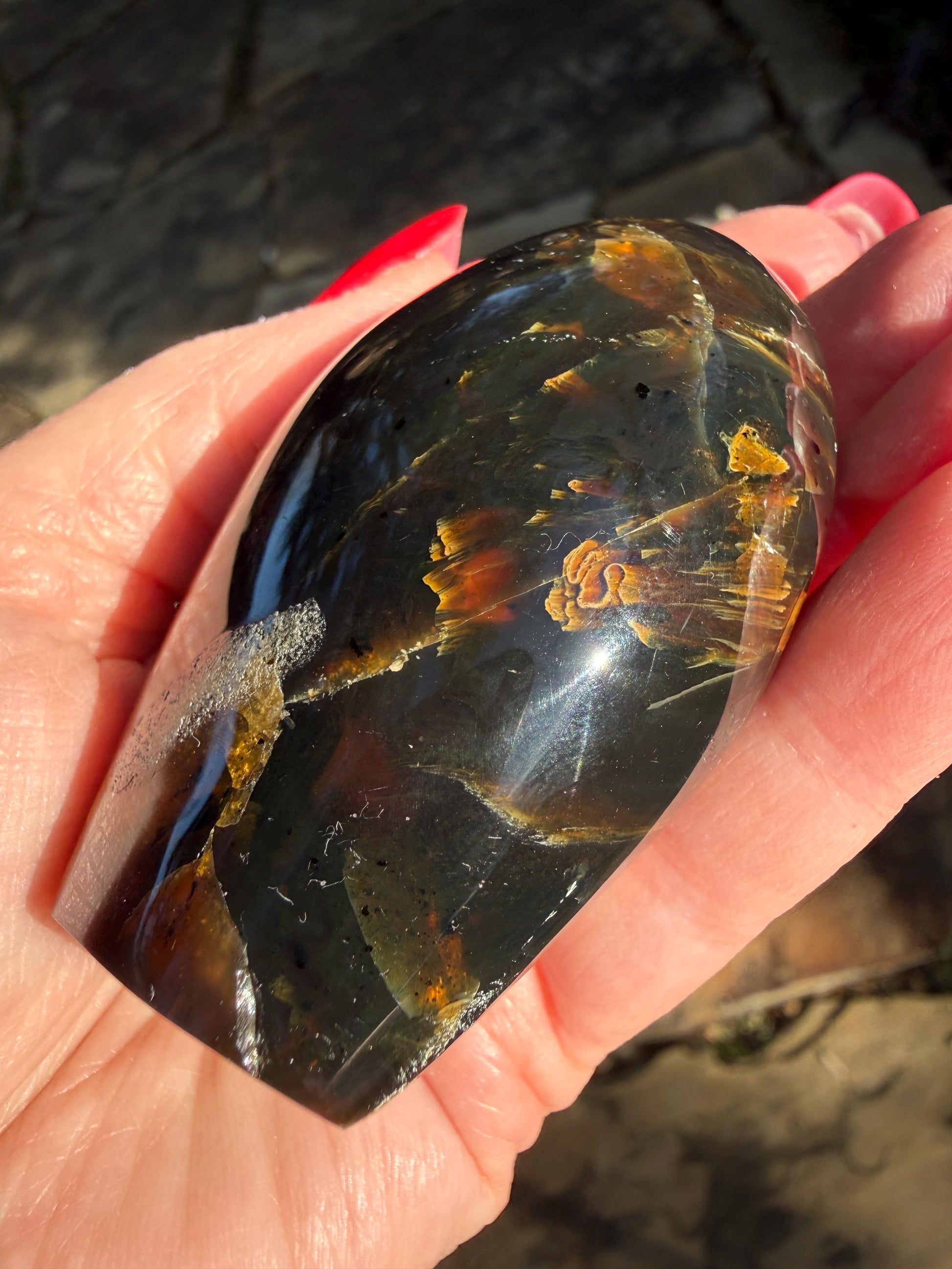 Polished authentic amber tower, New, altar, gift, high vibration crystals, natural, crystal healing, 3”