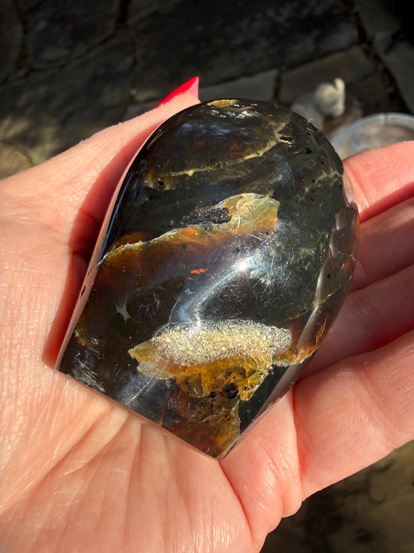 Polished authentic amber tower, New, altar, gift, high vibration crystals, natural, crystal healing, 3”