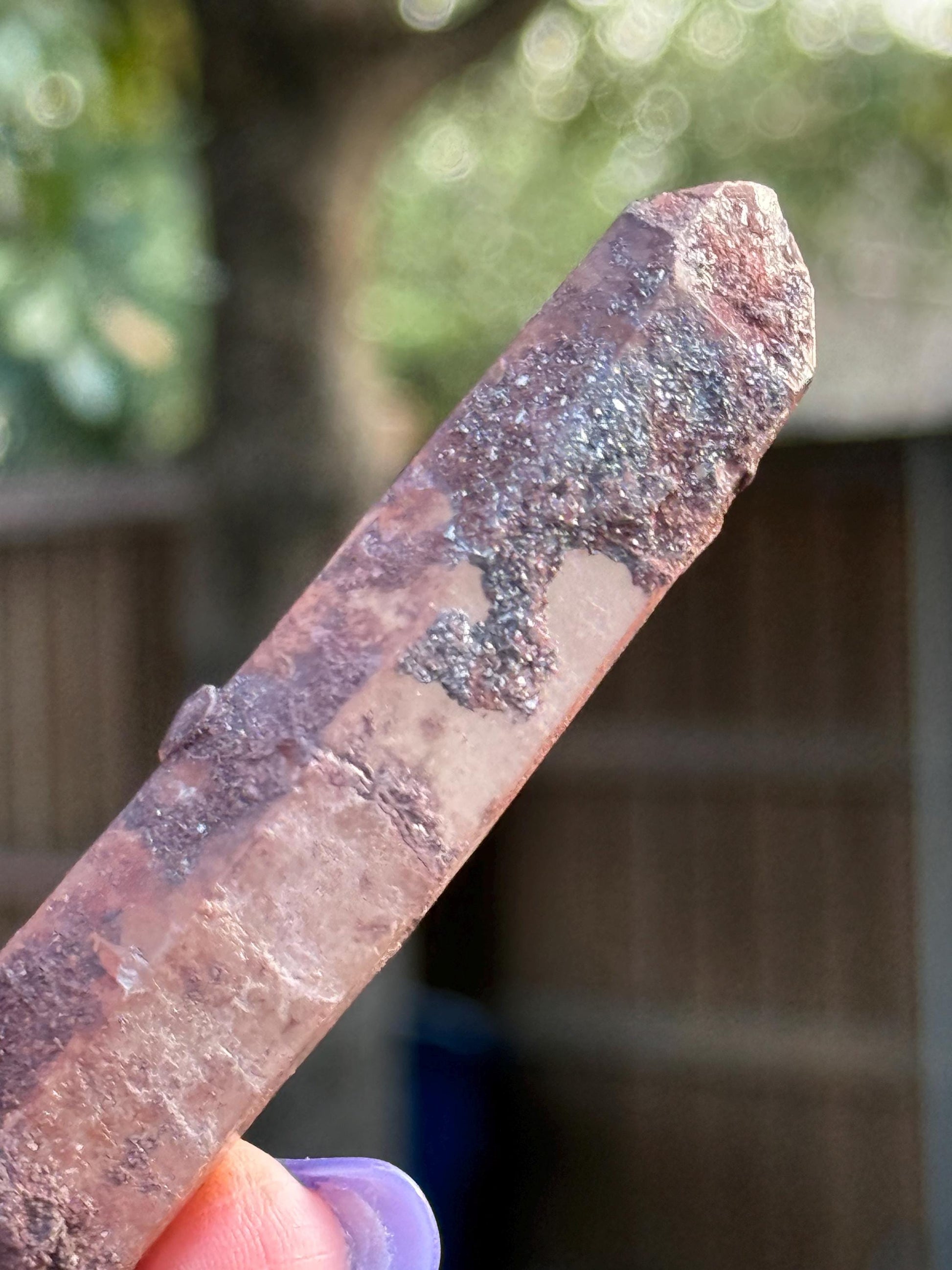 Purple Dragon Lemurian Wand, new, high quality, striations, crystal healing, 3.3”, hematite, premium
