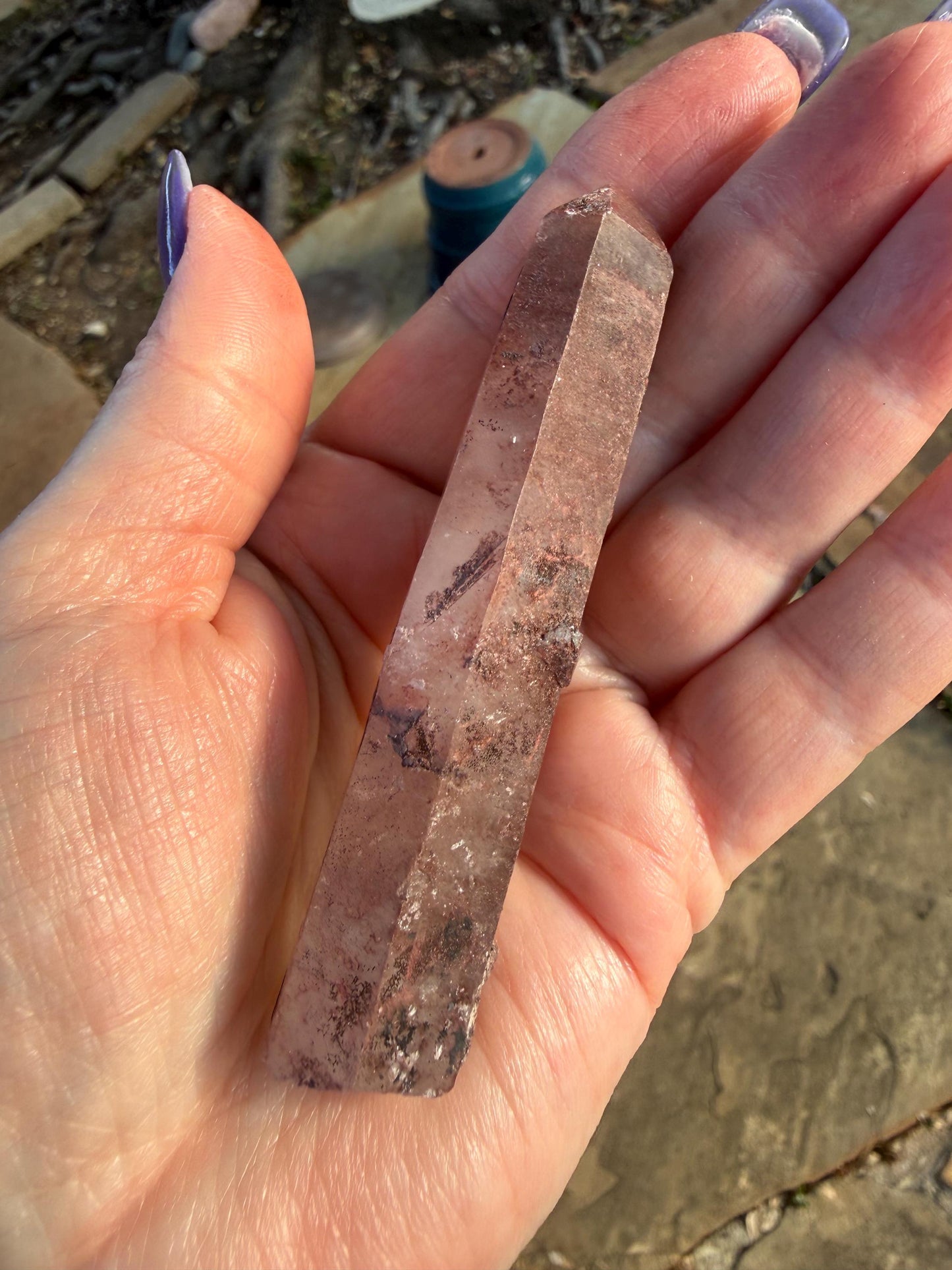 Purple Dragon Lemurian Wand, new, high quality, striations, crystal healing, 3.3”, hematite, premium