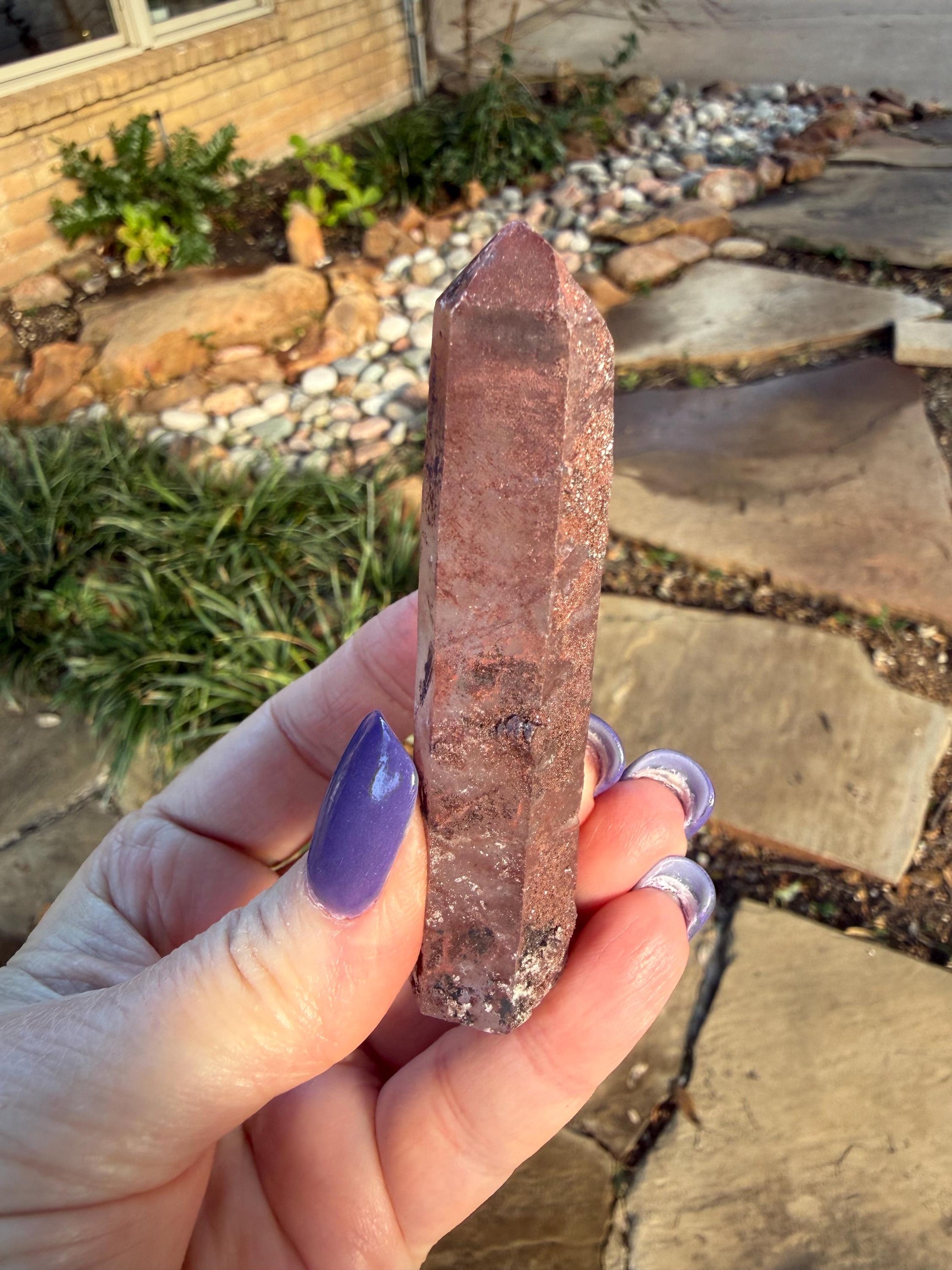 Purple Dragon Lemurian Wand, new, high quality, striations, crystal healing, 3.3”, hematite, premium