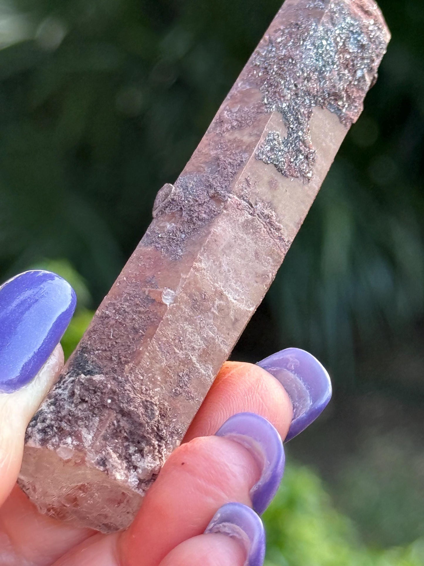 Purple Dragon Lemurian Wand, new, high quality, striations, crystal healing, 3.3”, hematite, premium