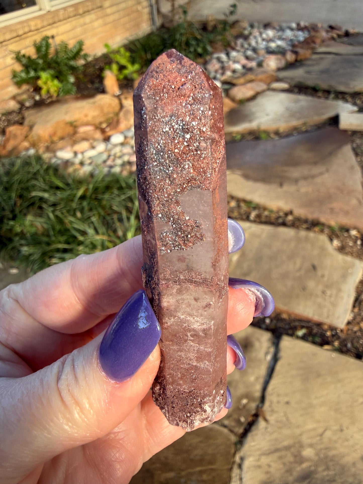 Purple Dragon Lemurian Wand, new, high quality, striations, crystal healing, 3.3”, hematite, premium