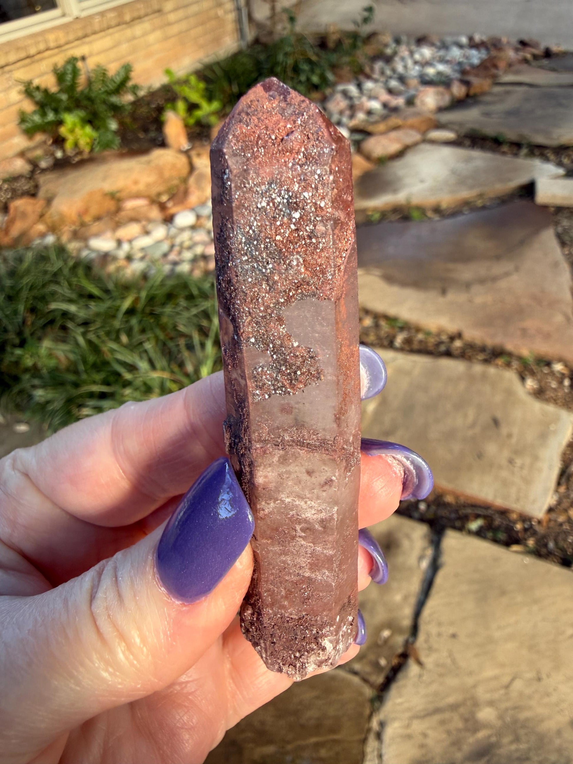 Purple Dragon Lemurian Wand, new, high quality, striations, crystal healing, 3.3”, hematite, premium