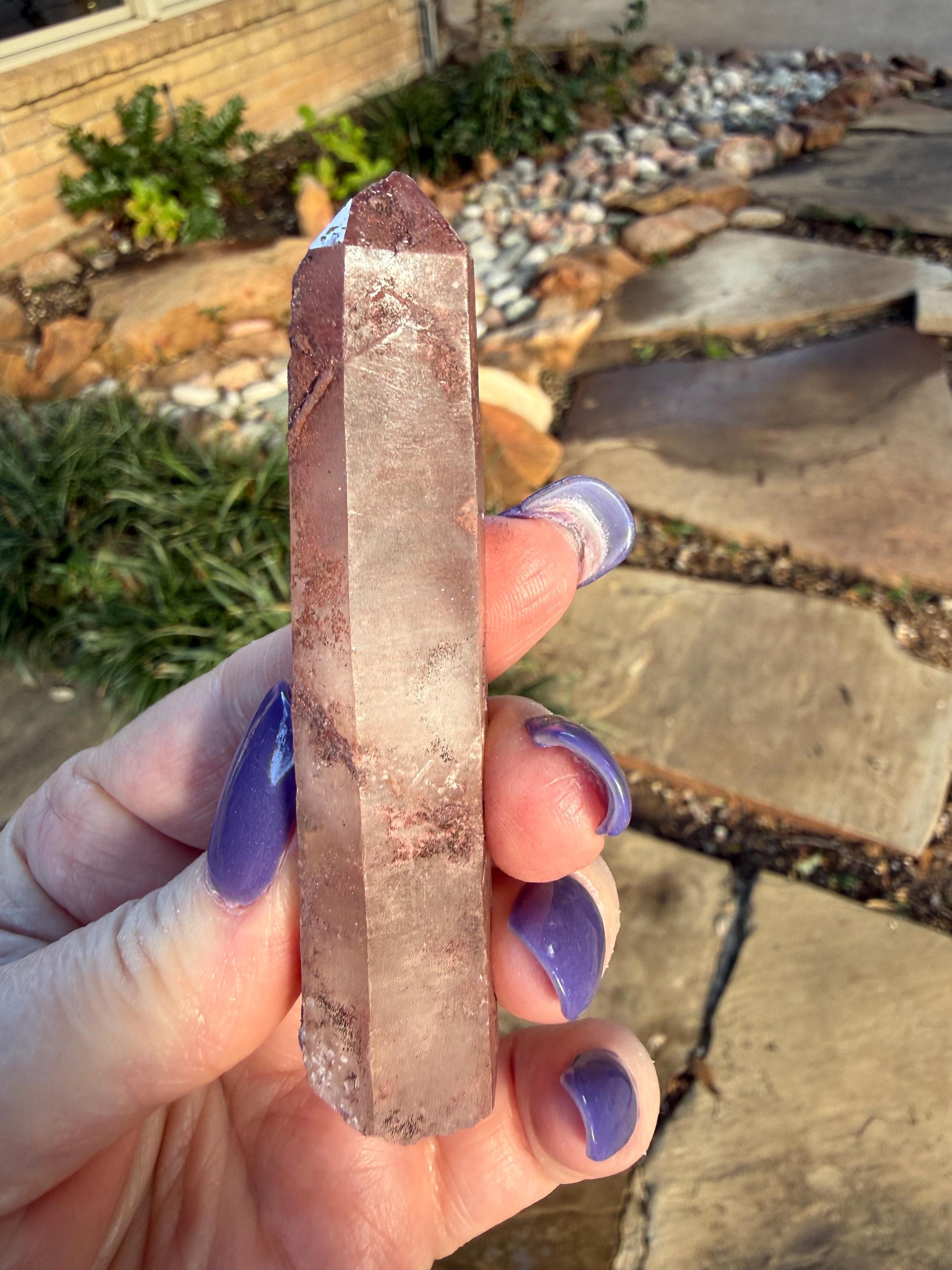 Purple Dragon Lemurian Wand, new, high quality, striations, crystal healing, 3.3”, hematite, premium