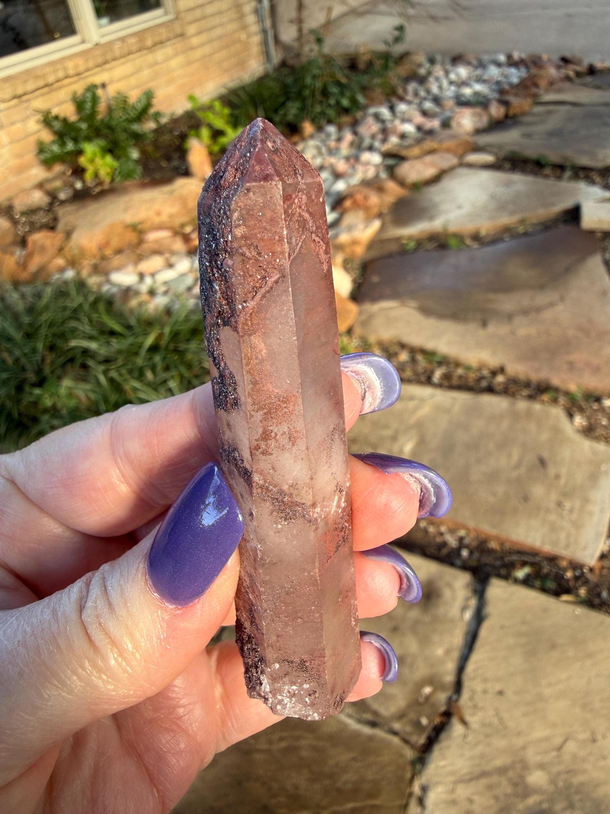 Purple Dragon Lemurian Wand, new, high quality, striations, crystal healing, 3.3”, hematite, premium