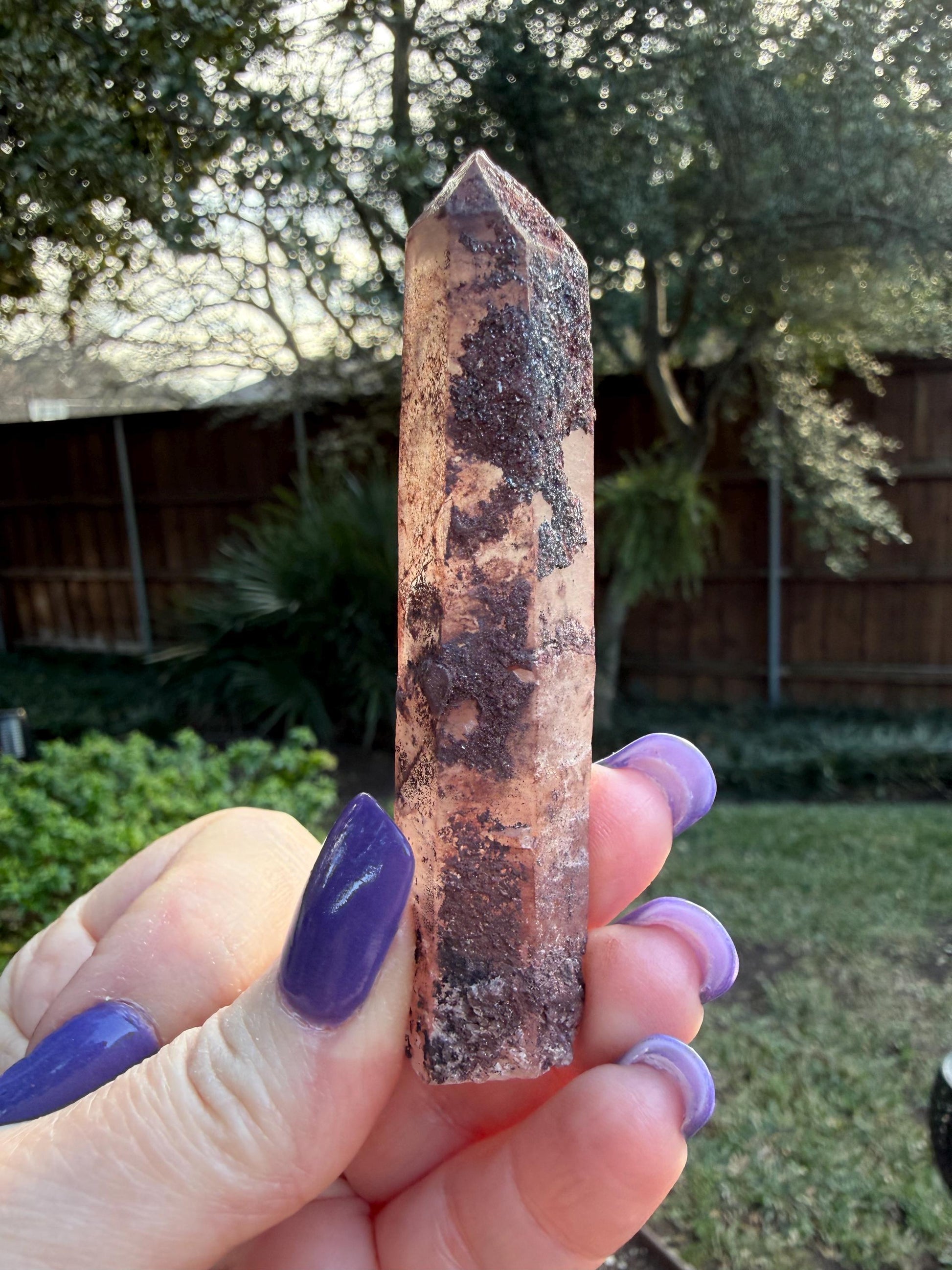 Purple Dragon Lemurian Wand, new, high quality, striations, crystal healing, 3.3”, hematite, premium
