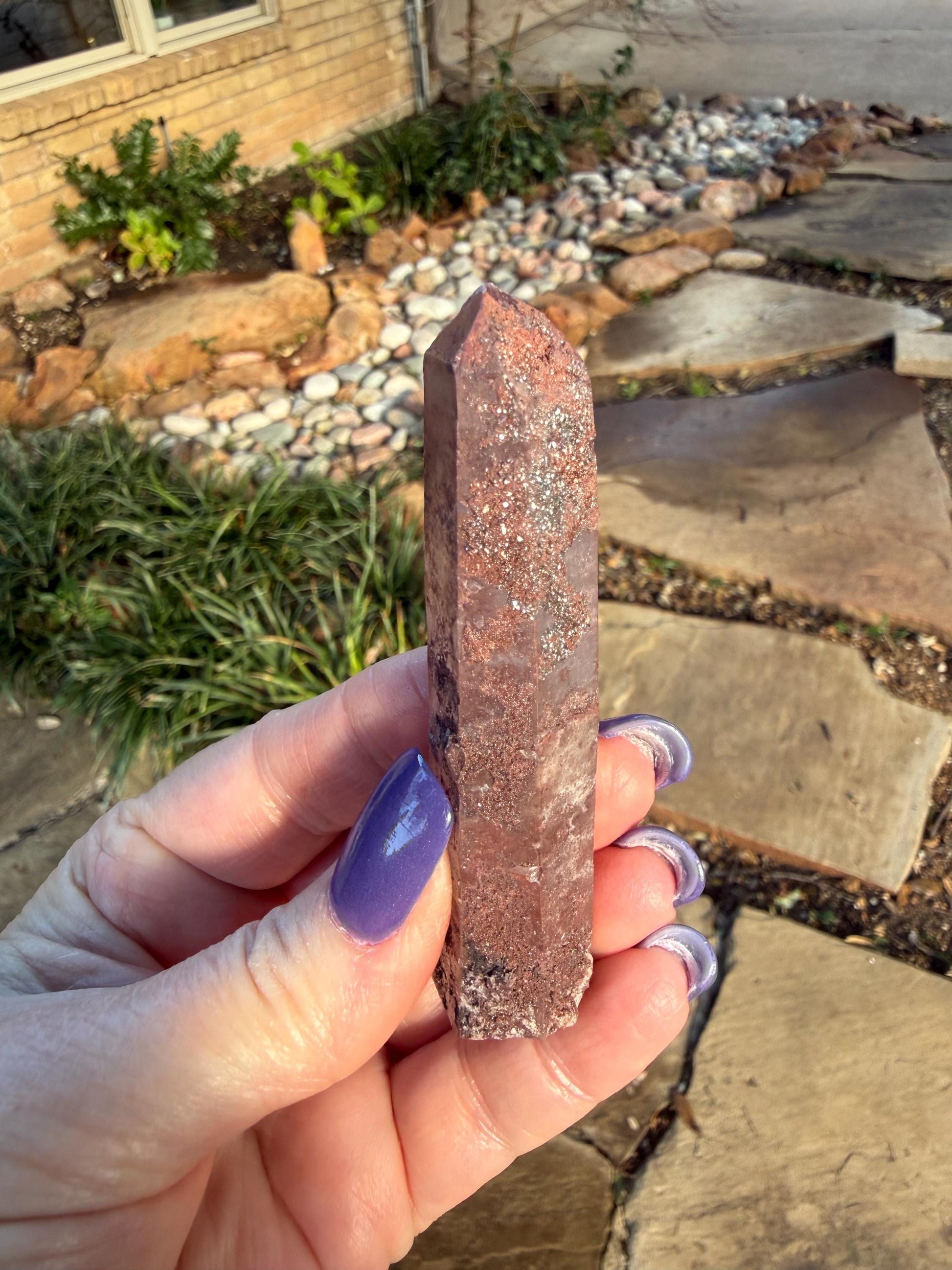Purple Dragon Lemurian Wand, new, high quality, striations, crystal healing, 3.3”, hematite, premium