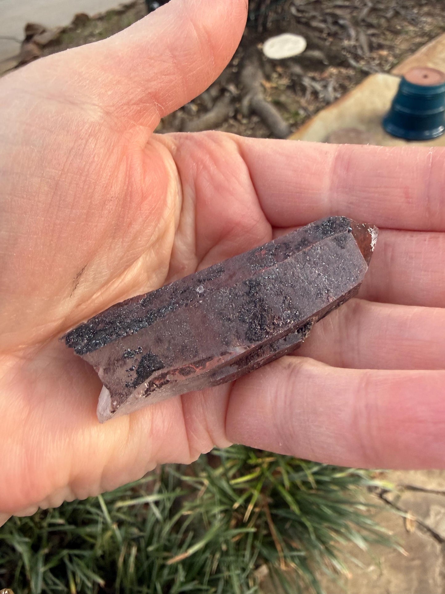 Purple Dragon Lemurian Wand, new, high quality, striations, crystal healing, 2.5”, hematite, premium