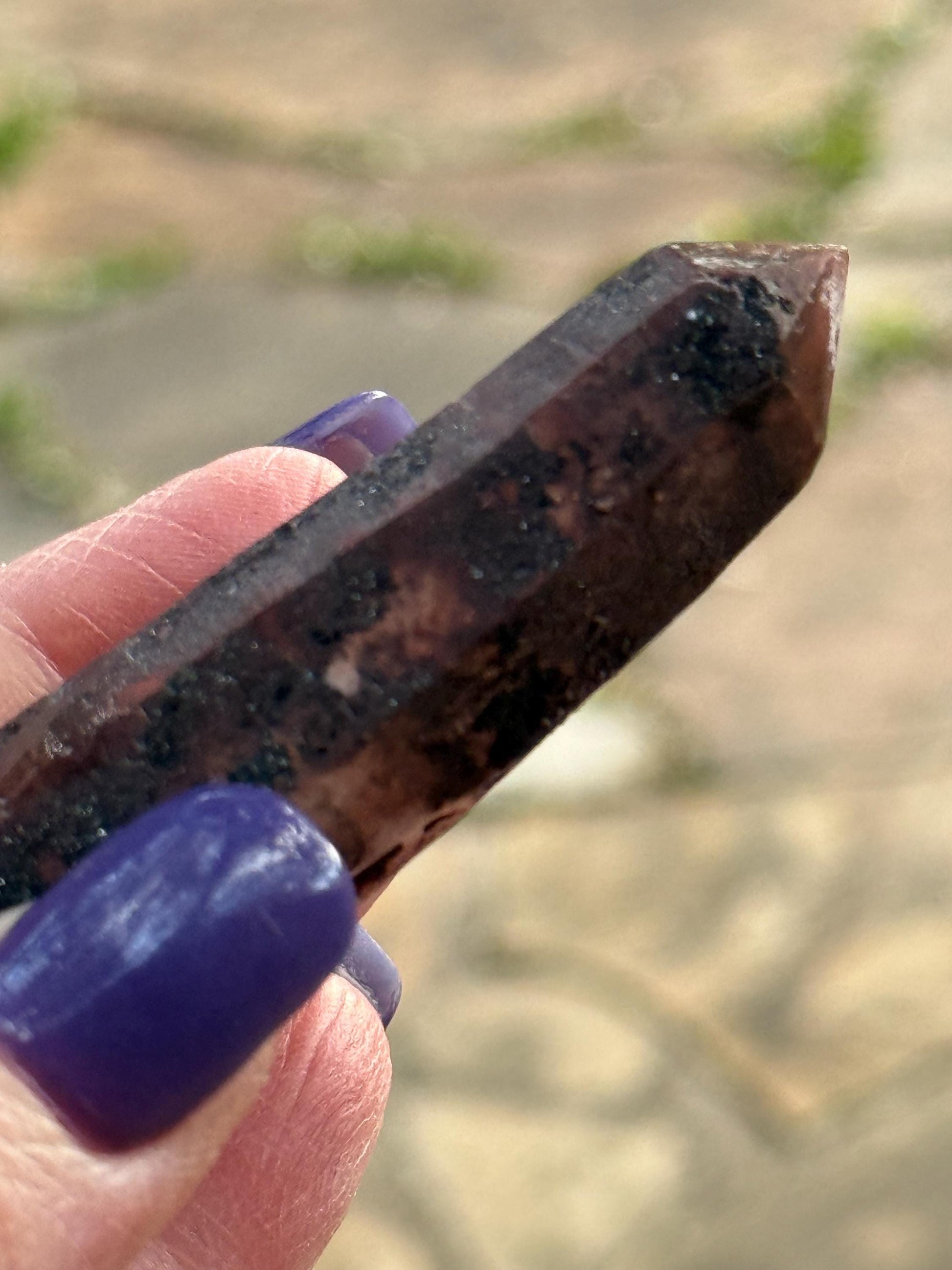 Purple Dragon Lemurian Wand, new, high quality, striations, crystal healing, 2.5”, hematite, premium