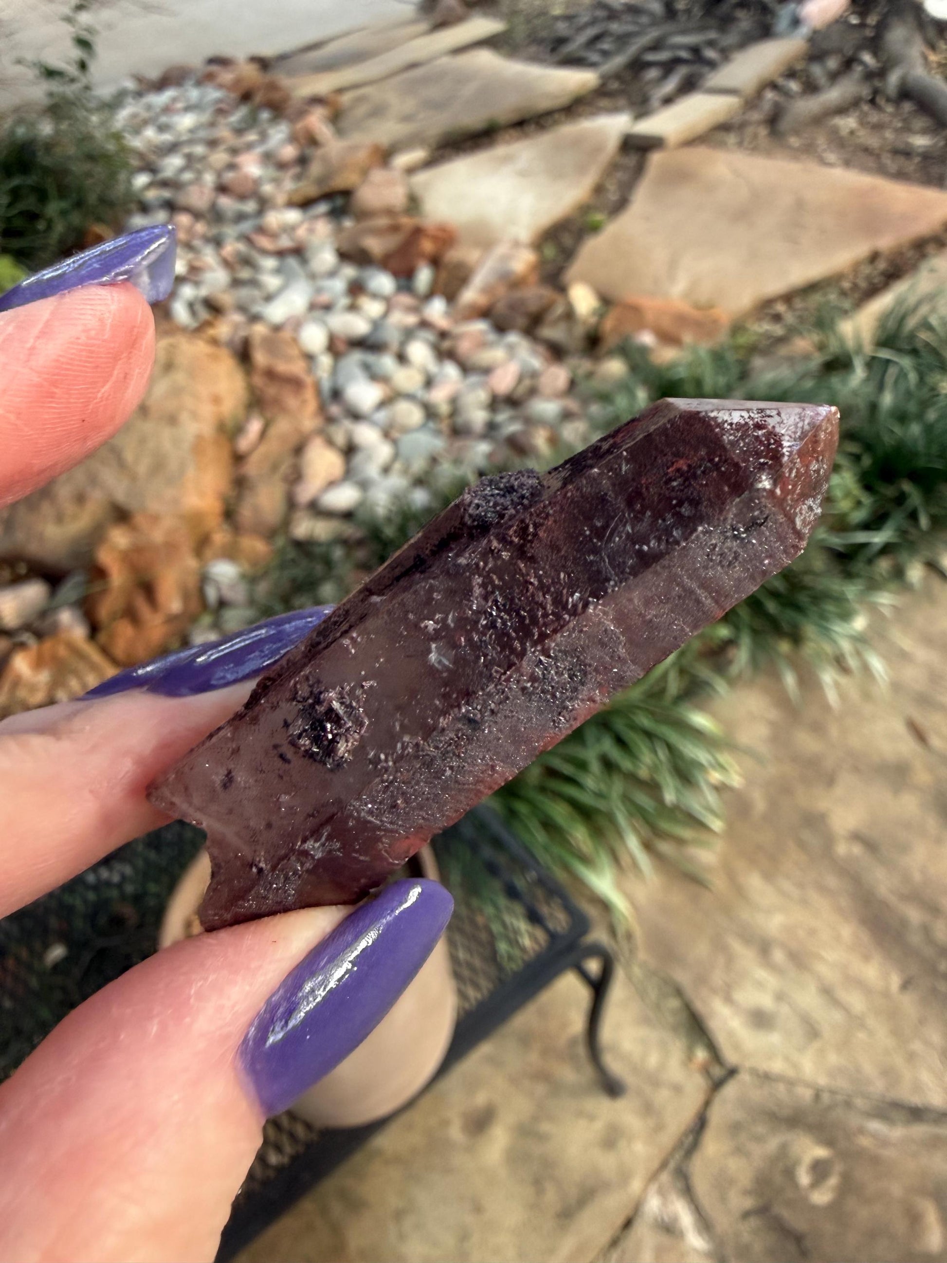 Purple Dragon Lemurian Wand, new, high quality, striations, crystal healing, 2.5”, hematite, premium