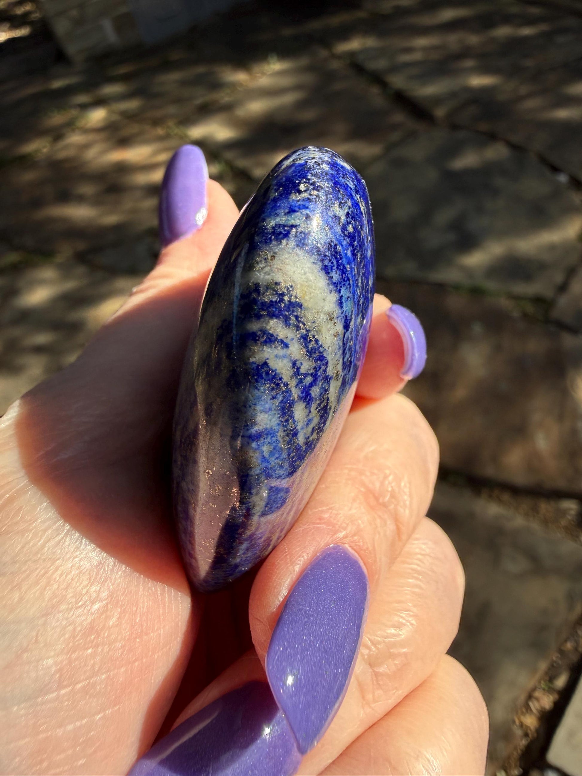 Lapis Lazuli Heart, gold pyrite flash, 2.5”, high vibration crystal healing, altar