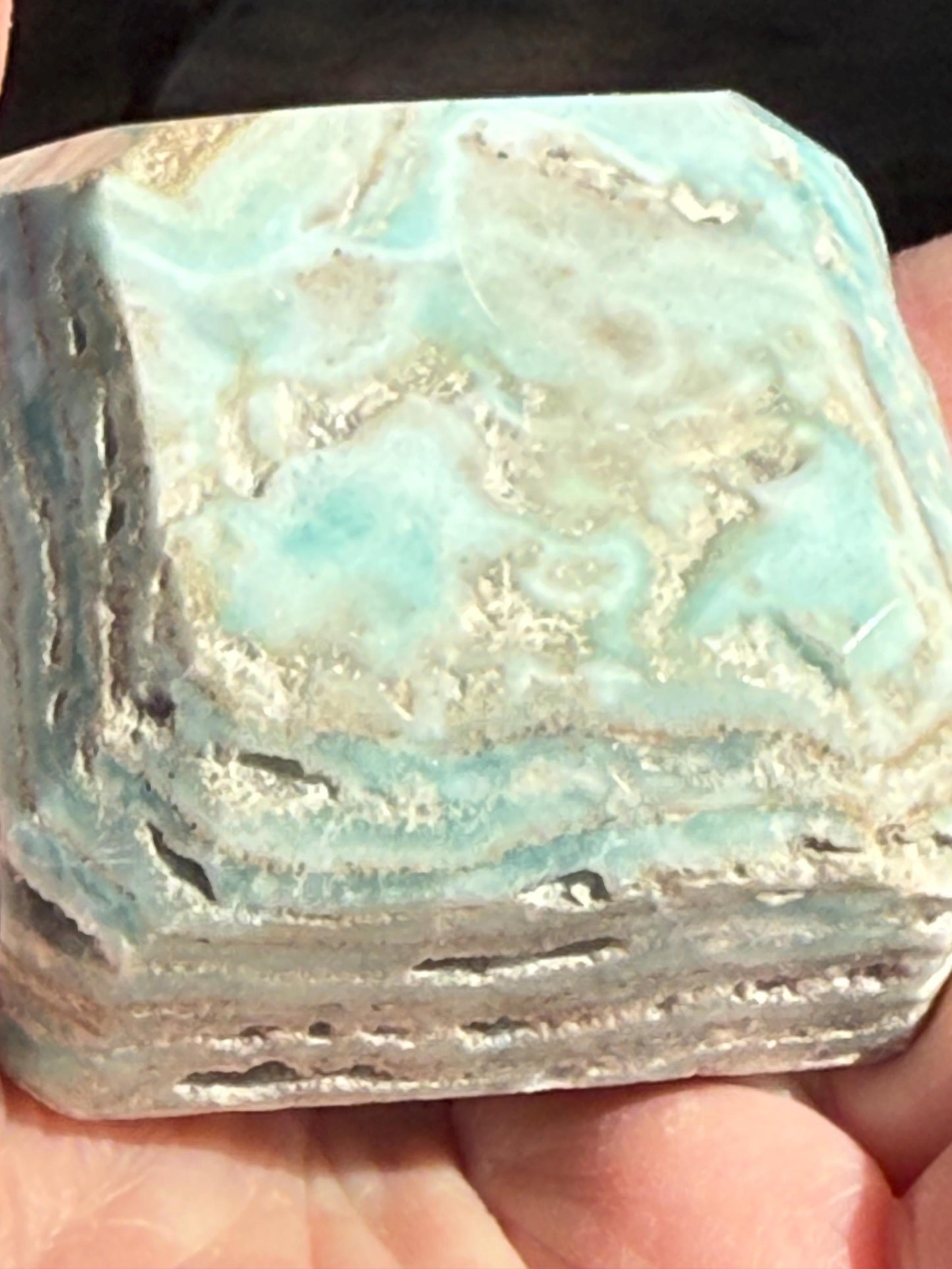 Blue Aragonite Cake Slice, New, Freeform Beauty, Crystal Healing, High Vibration Crystals, 1.75”