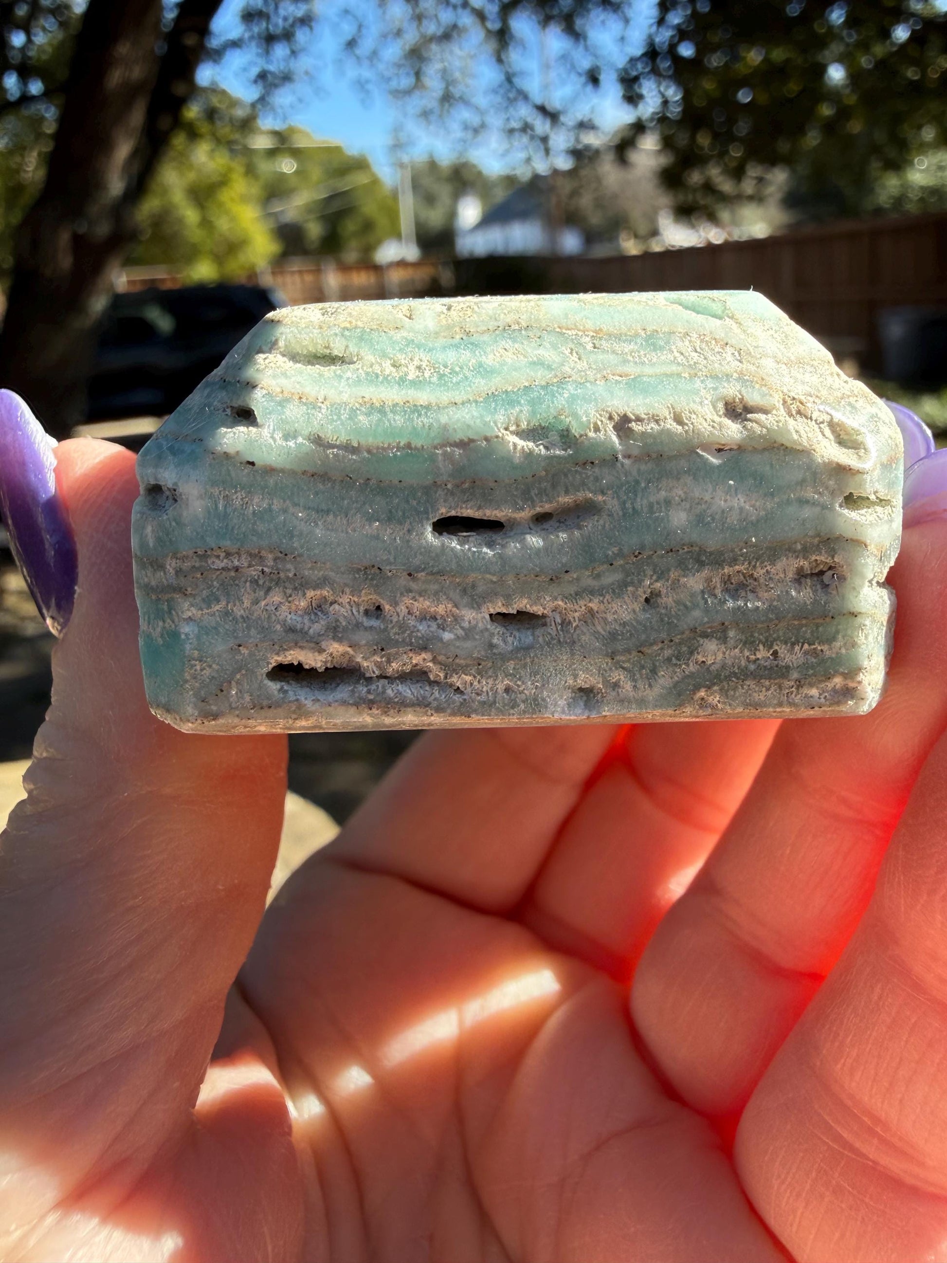 Blue Aragonite Cake Slice, New, Freeform Beauty, Crystal Healing, High Vibration Crystals, 1.75”