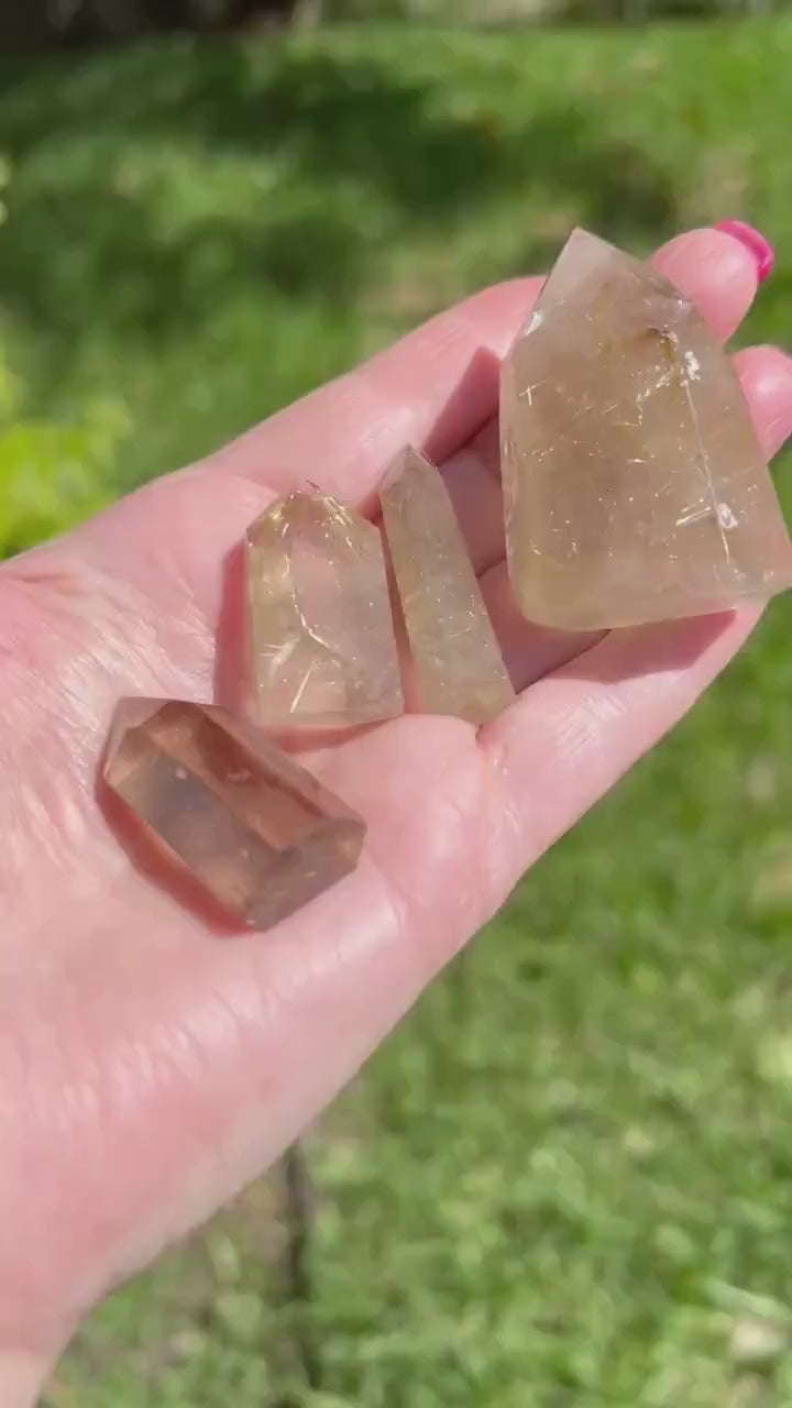 4 Rutile Quartz Towers, gold rutile, premium, polished, high vibration crystals, crystal healing, gifts