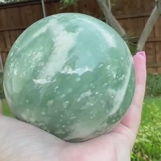 Large Grape Jade Sphere, New, 10.5”, Crystal healing, gift, high vibration crystals