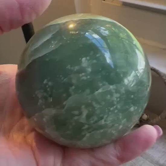 Grape Jade Sphere, New, 8.75”, Crystal healing, gift, high vibration crystals