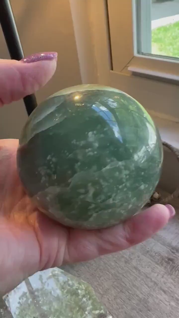 Grape Jade Sphere, New, 8.75”, Crystal healing, gift, high vibration crystals