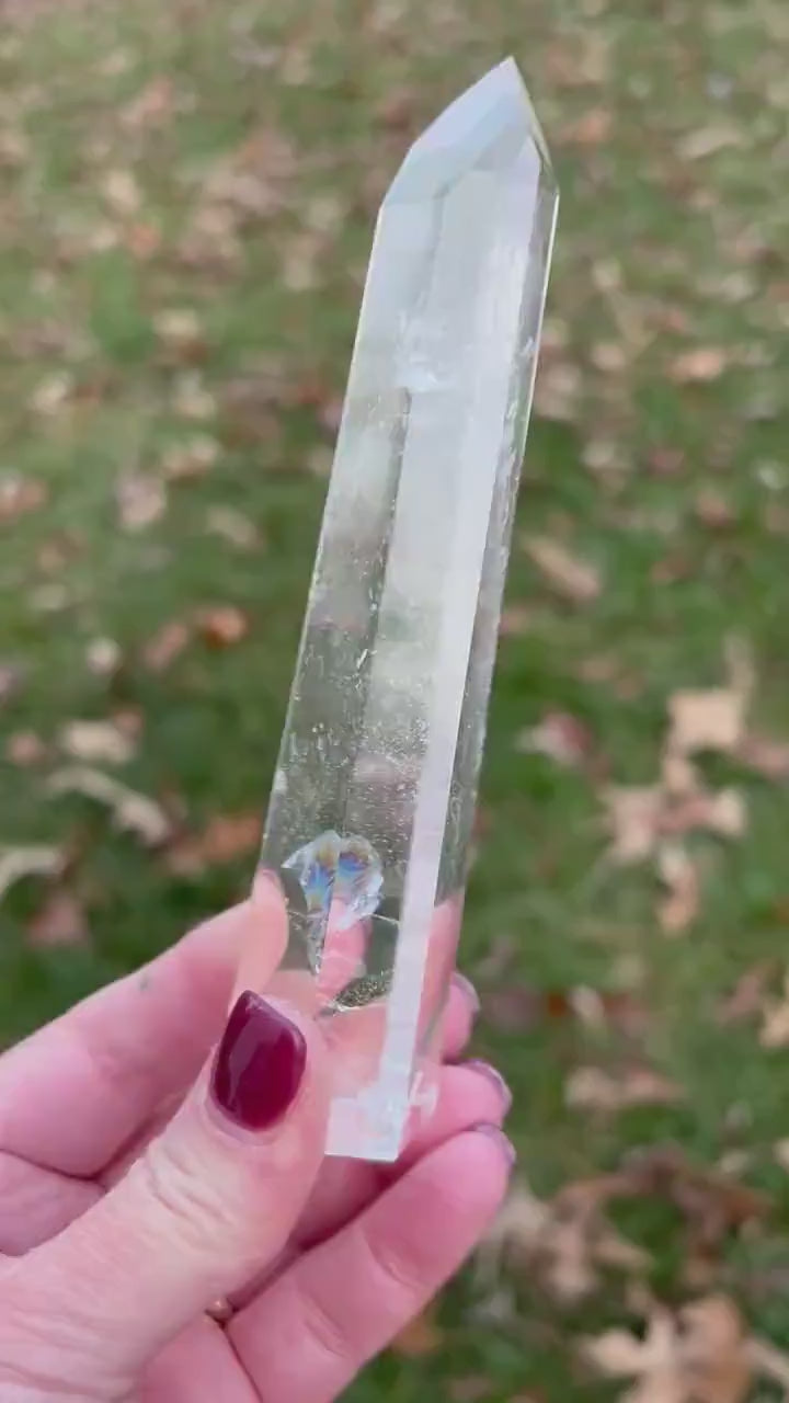 Lemurian Tower, new, Polished cut carving, palm stone, fine Lemurian healing magick crystal, 5.1”