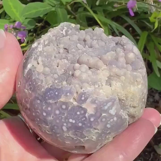 Druzy Grape Agate Sphere, 12.2 ounces, new, gifts, altar, high vibration crystals, crystal healing sessions