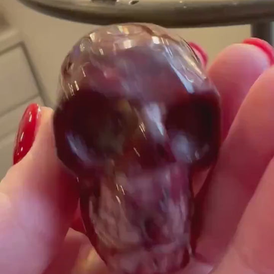 Burgundy Mookaite 1.9” Skull, New, crystal healing, gifts, magick, high vibration crystals